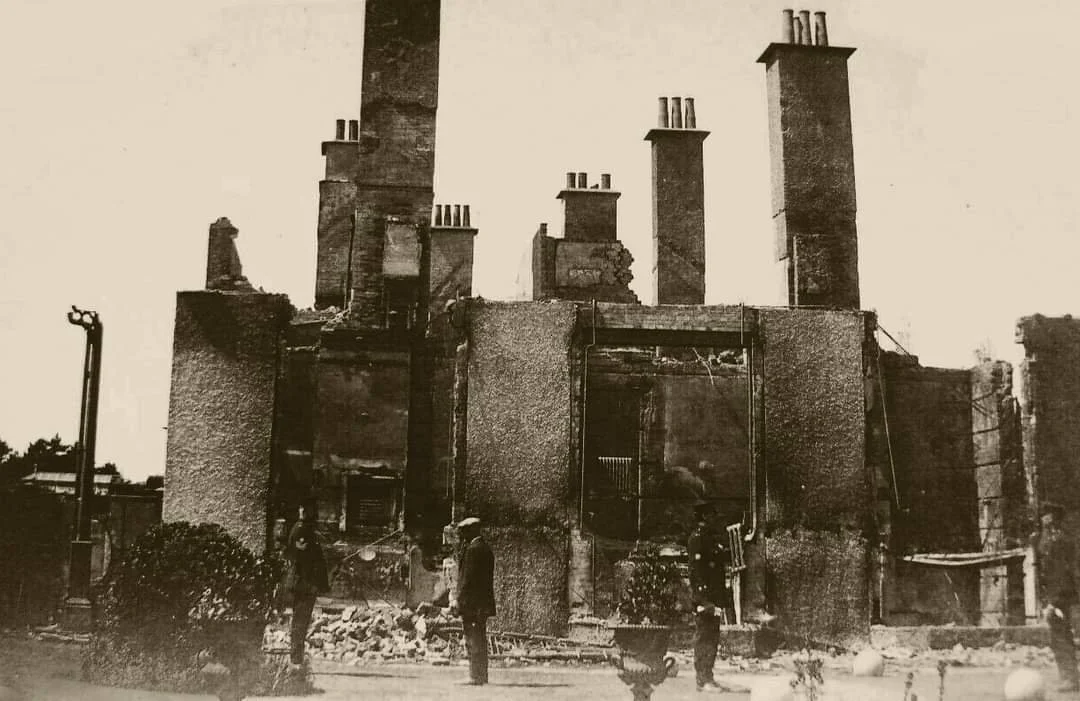Damage after the fire at Sizewell Hall