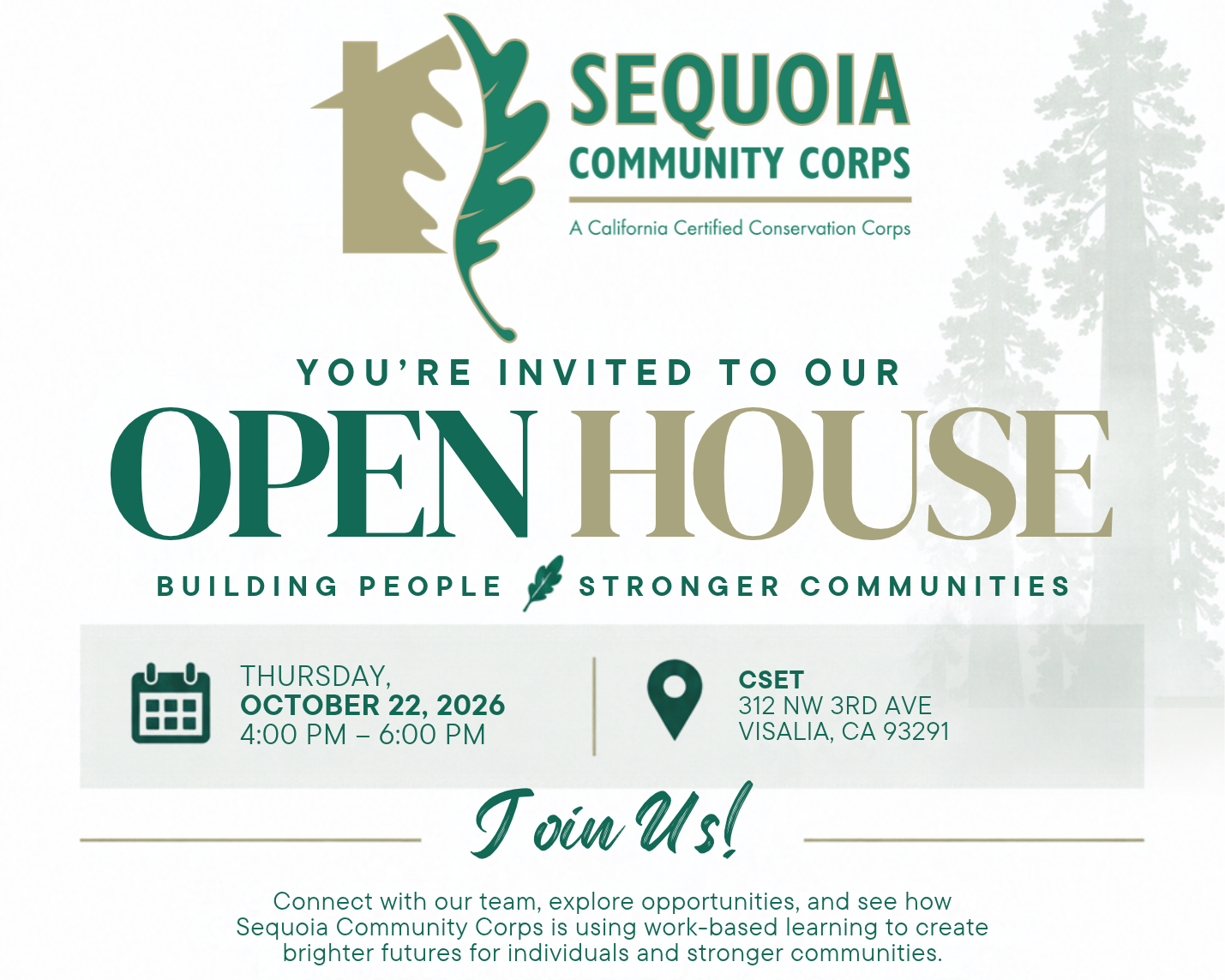 CSET Community Corps Open House Flyer