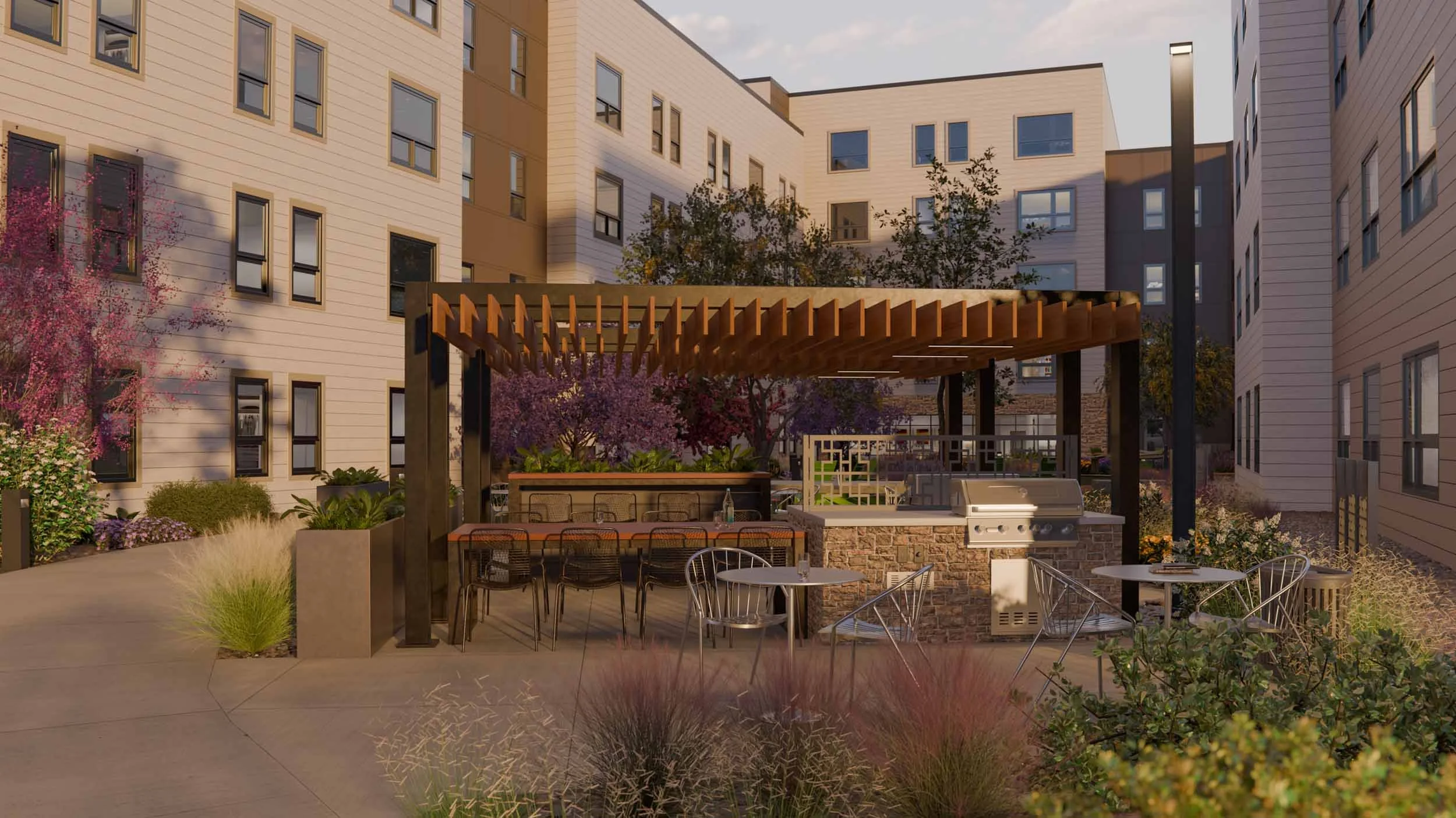 The Prospect | Off-Campus Apartments near CSU | Courtyard with Grilling Stations