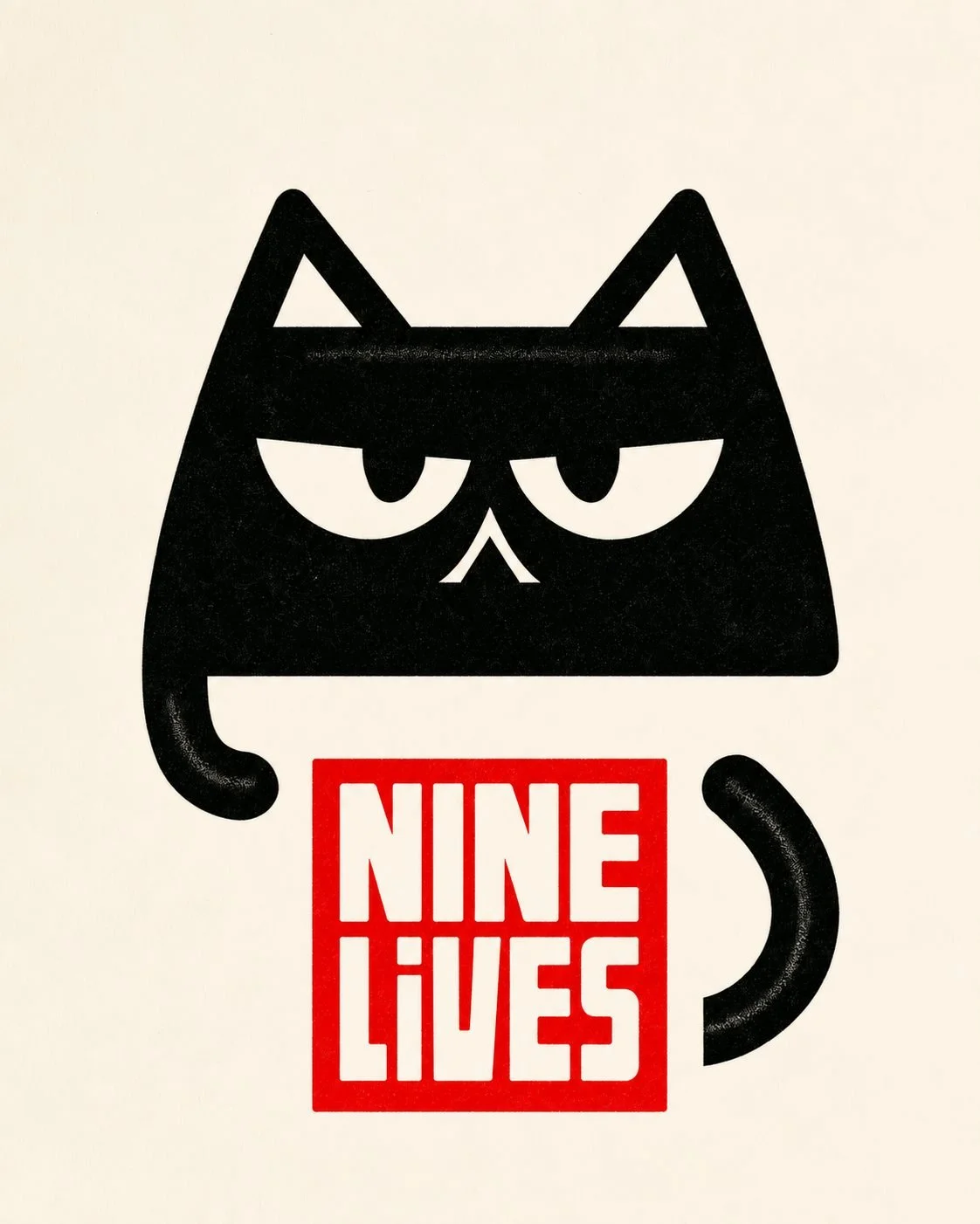 Nine Lives logo: black cat above a red block wordmark