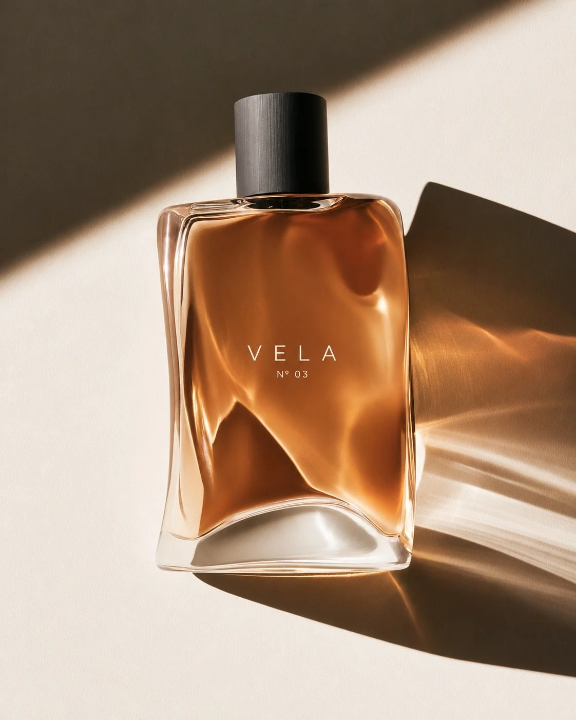 Vela Nº 03 bottle in raking sunlight