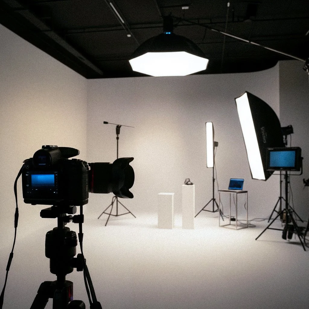 Photography studio setup used for campaign production and content creation.