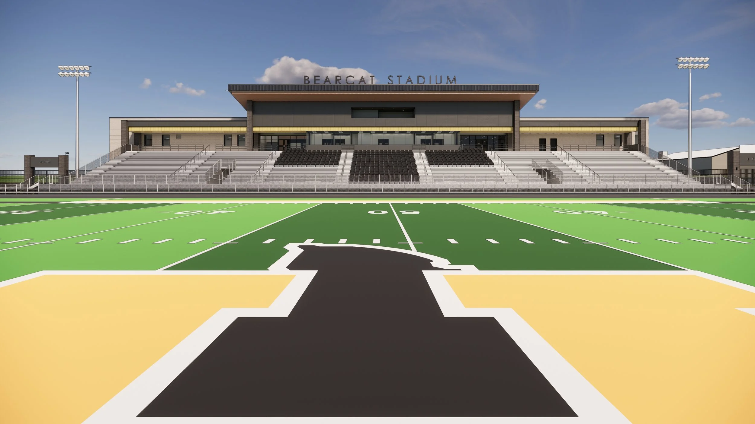 Stadium attachment design at Henrietta High School in Henrietta Texas coordinated through Friends Consulting Group planning and construction liaison services.