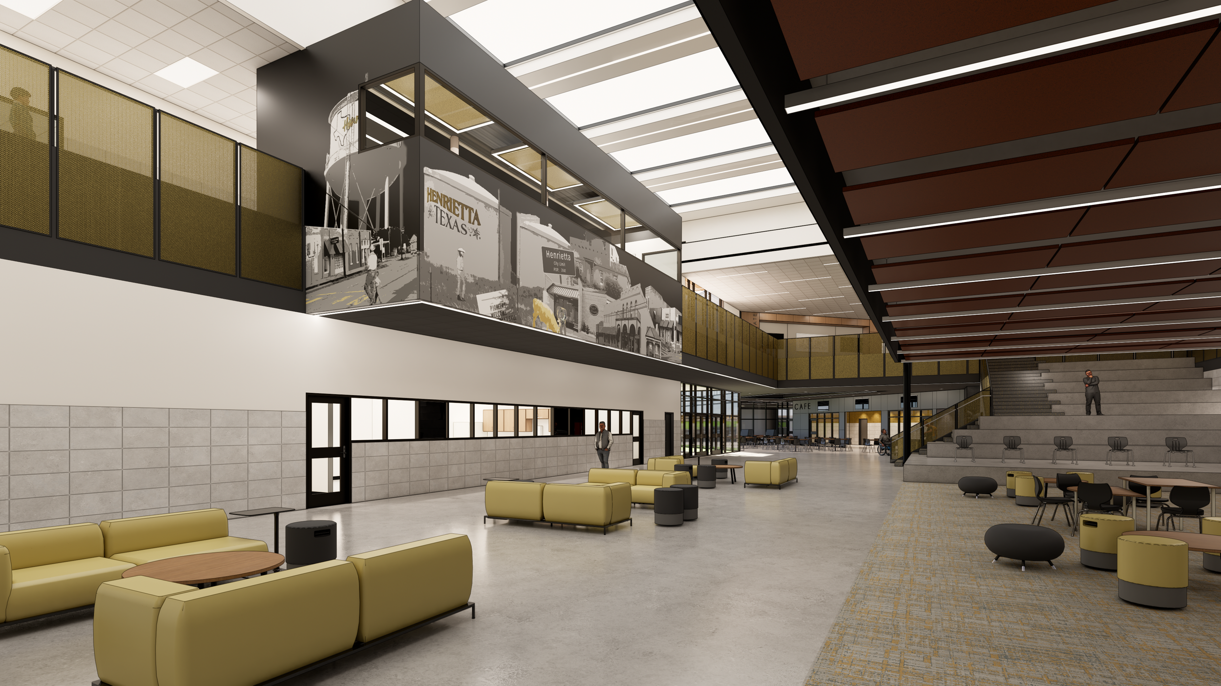 Interior classroom rendering of Henrietta High School expansion project overseen by Friends Consulting Group program management team.