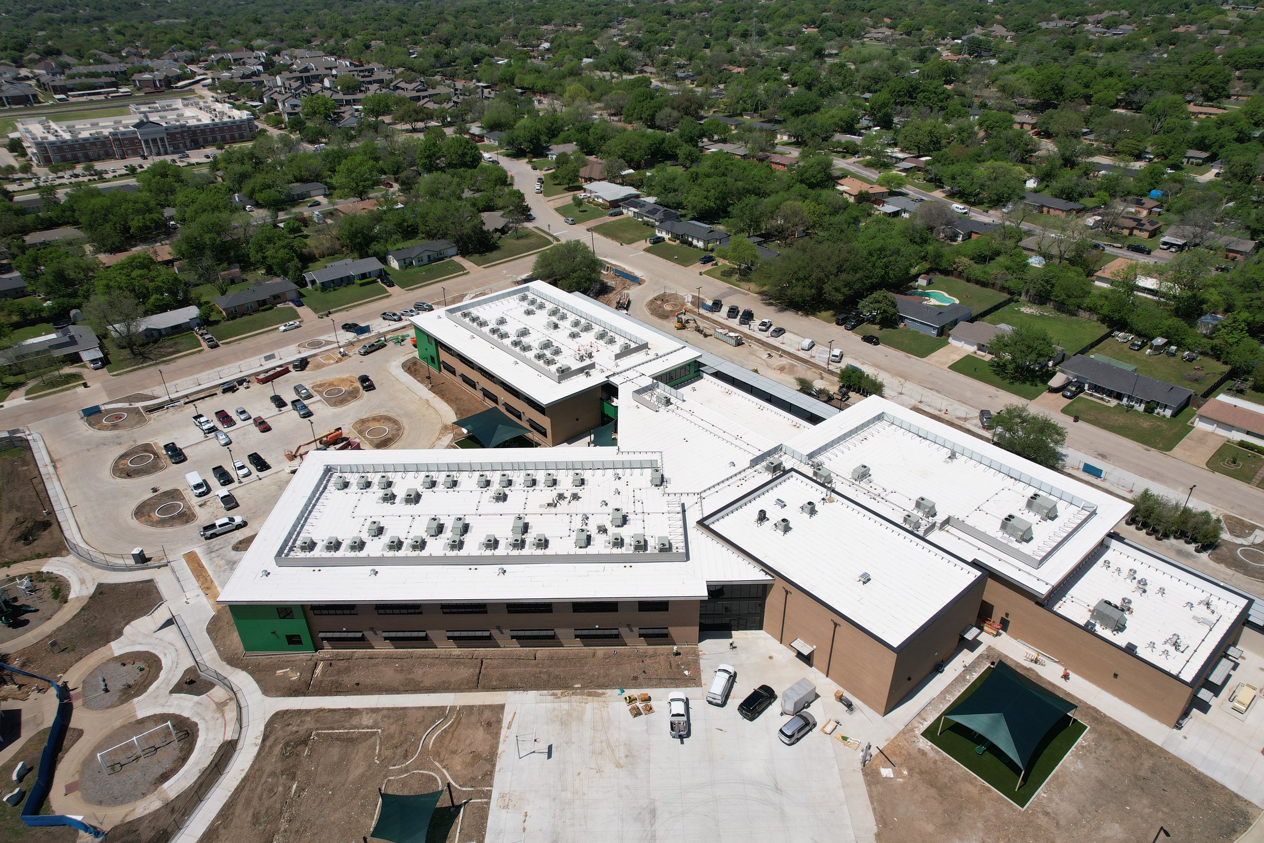 Architectural rendering of modern Mullendore Elementary school managed by Friends Consulting Group.