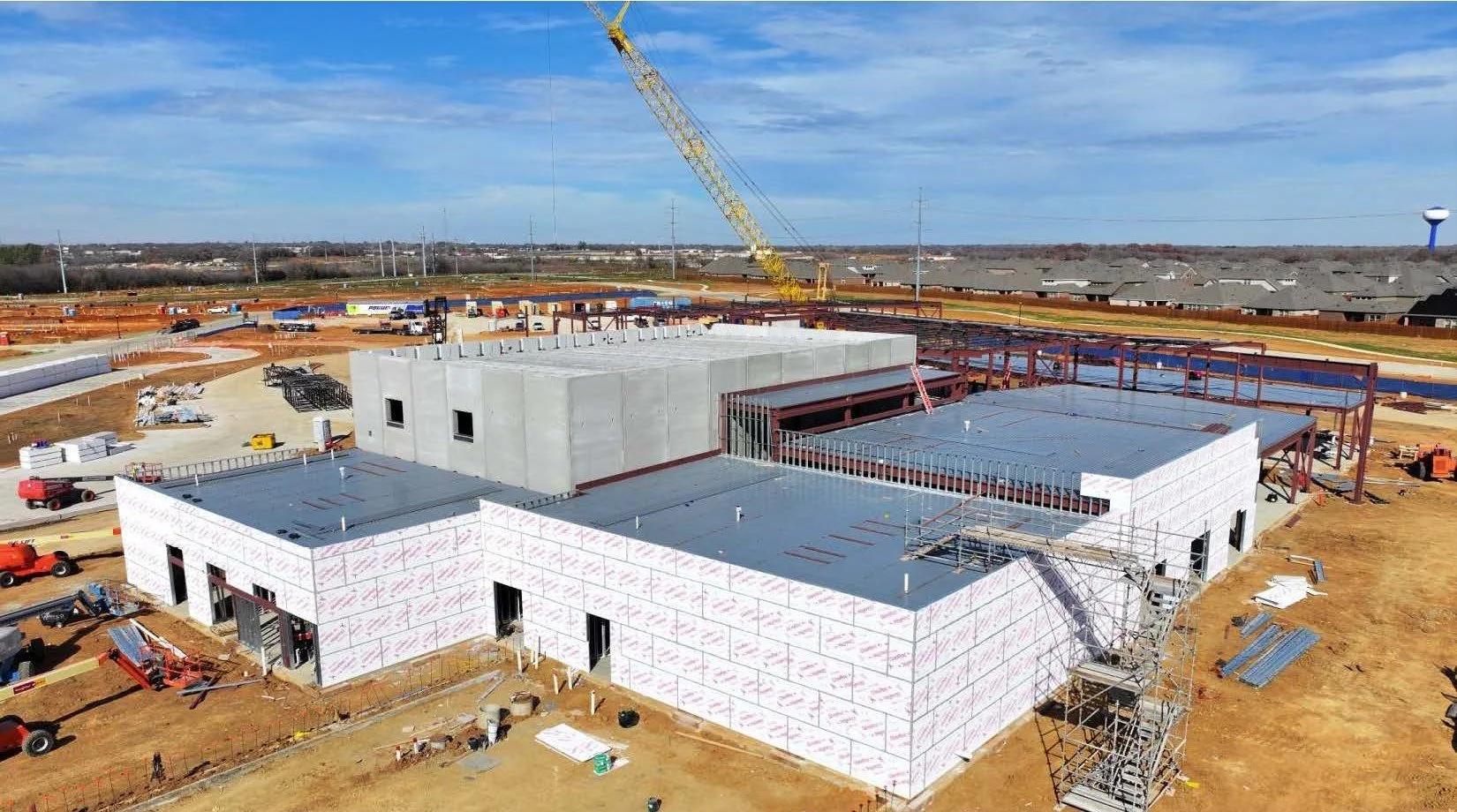 Classroom wing construction at Aubrey ISD bond-funded elementary campus.