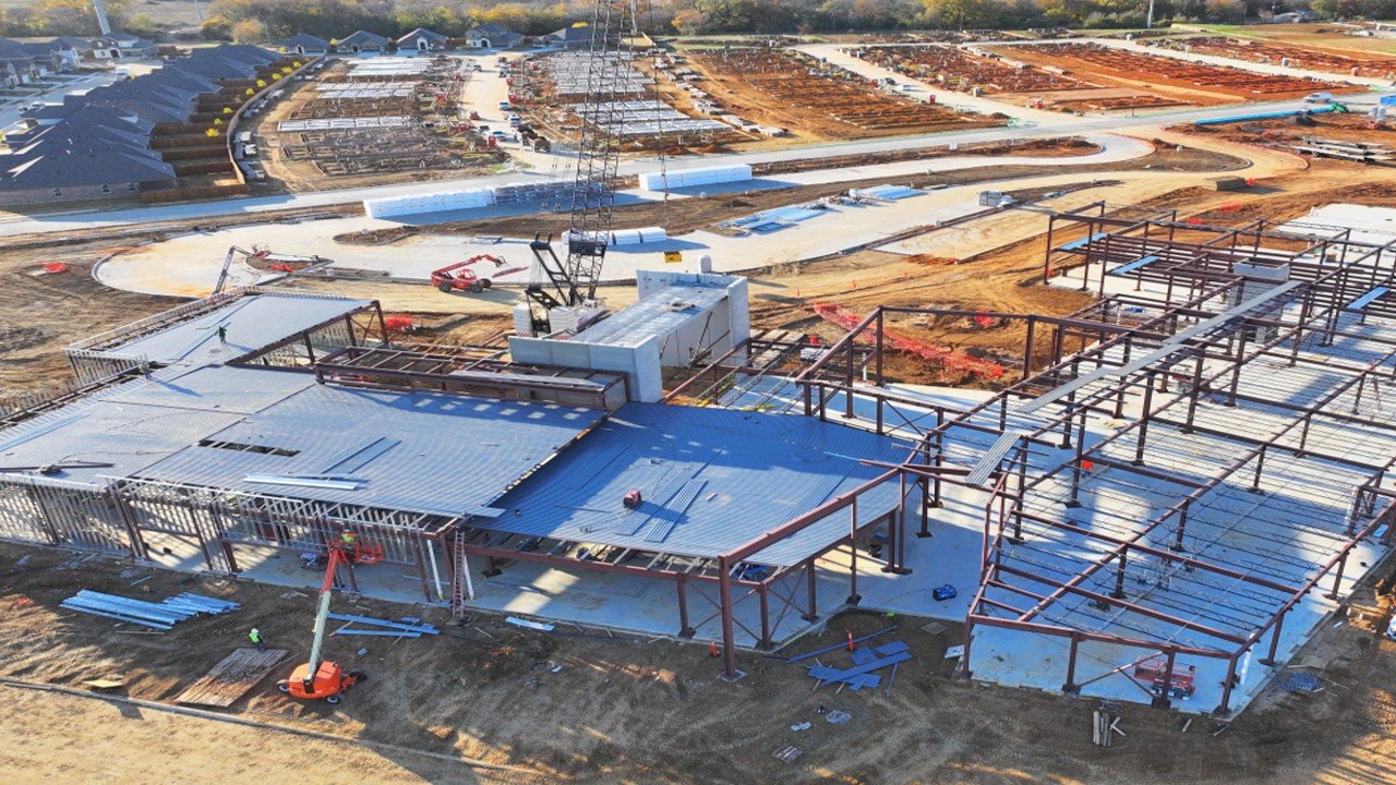 Exterior construction of Pete & Myra West Elementary managed by Friends Consulting Group.