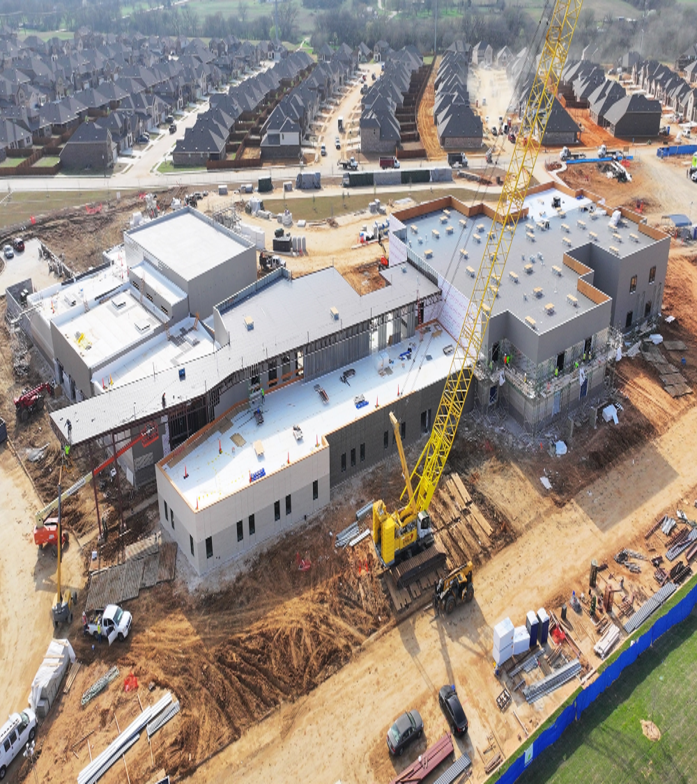 Exterior view of Pete & Myra West Elementary School under Aubrey ISD bond program.