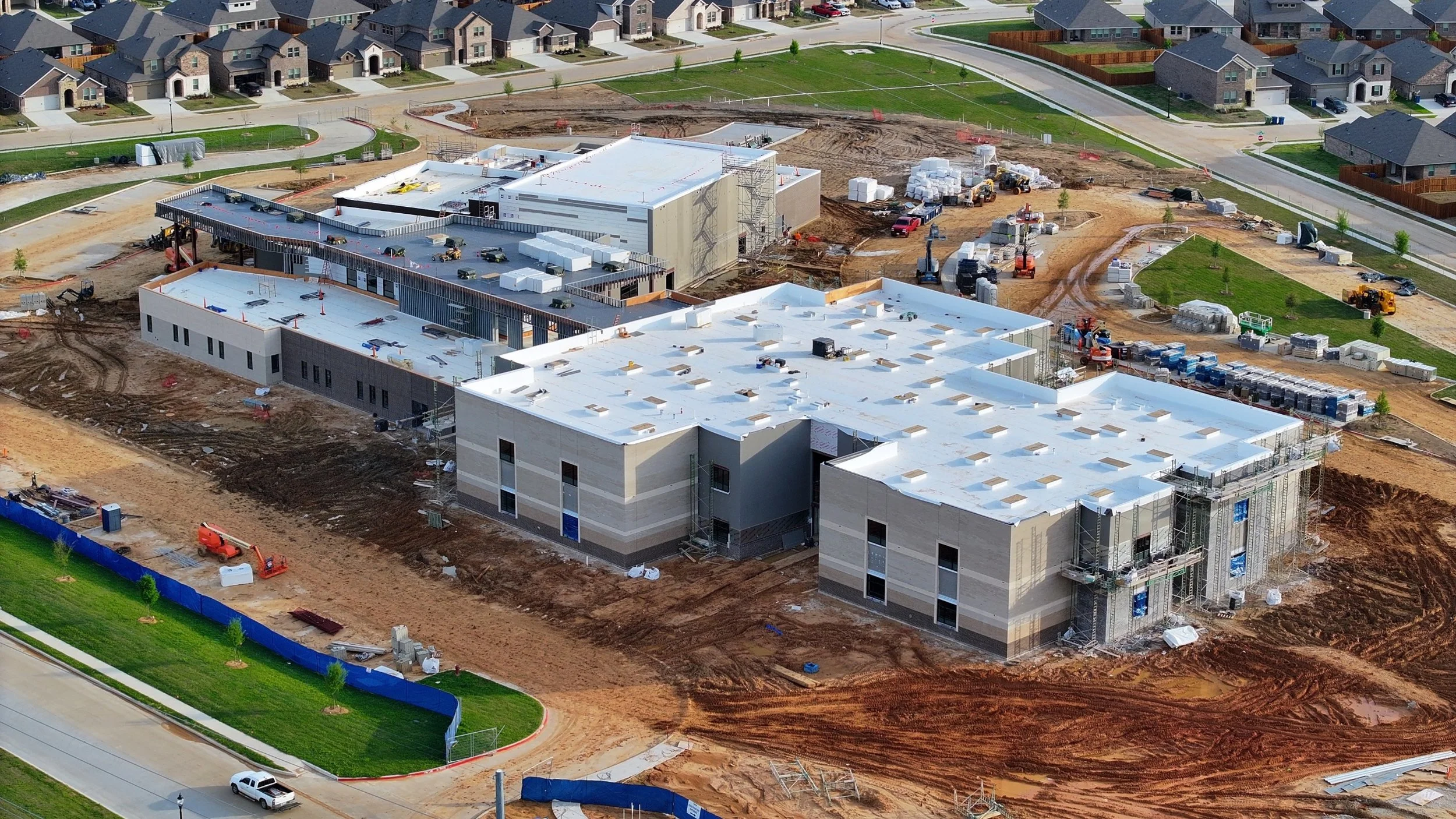 Active construction at Aubrey ISD new elementary school completed in 2024.