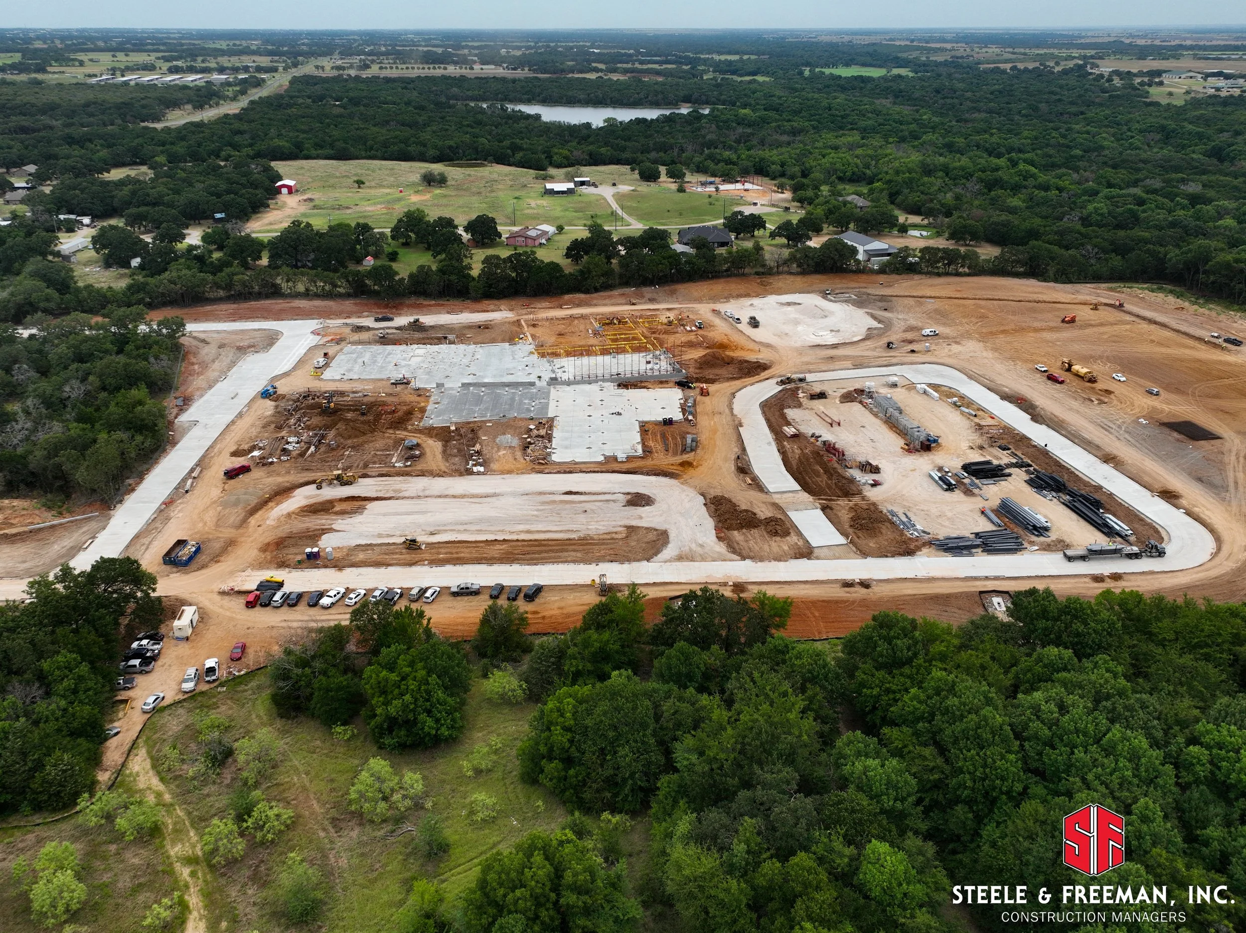 Foundation work at Evalois Owens Middle School construction project in Aubrey ISD.