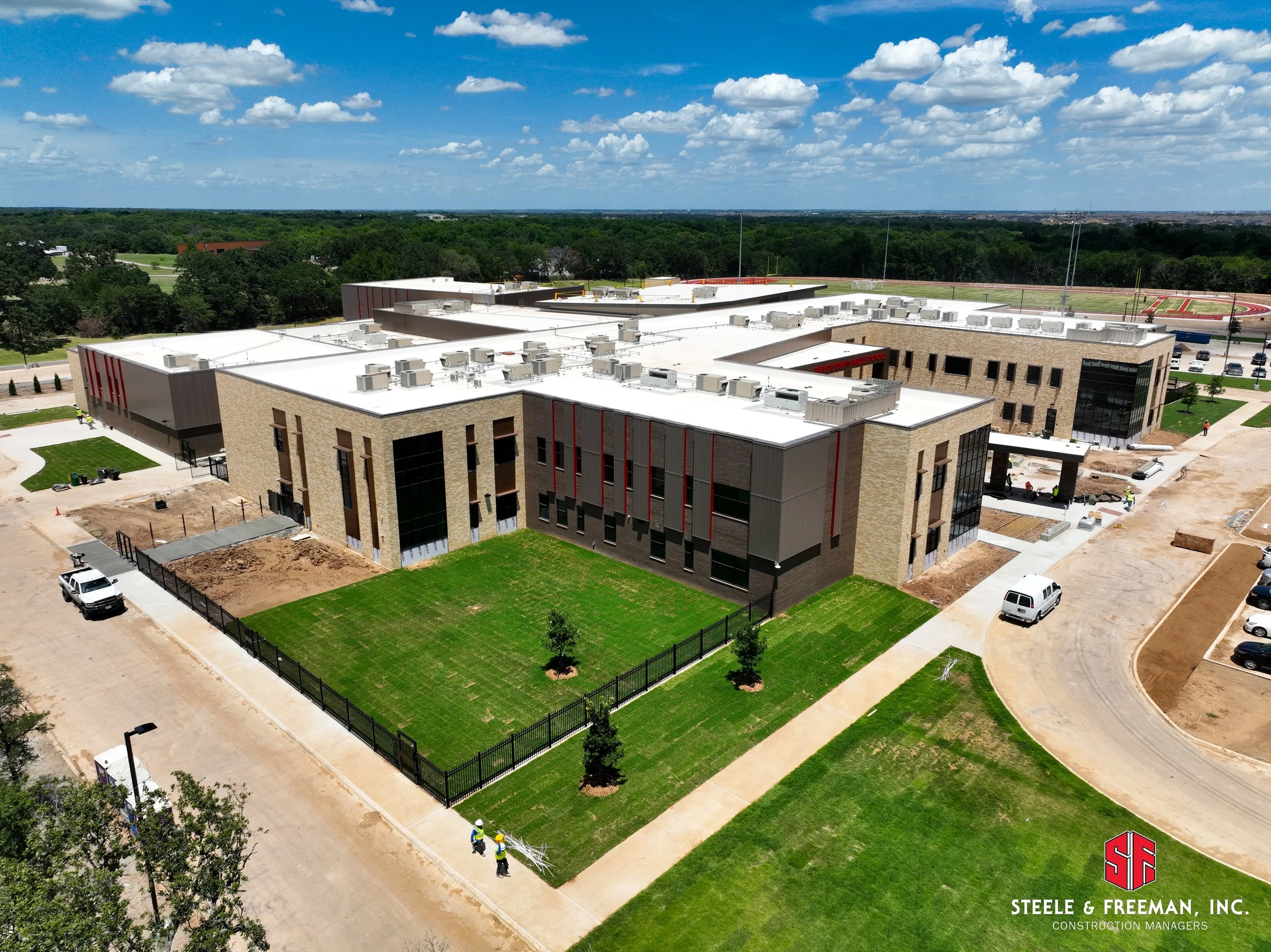 Completed Evalois Owens Middle School campus in Aubrey ISD.
