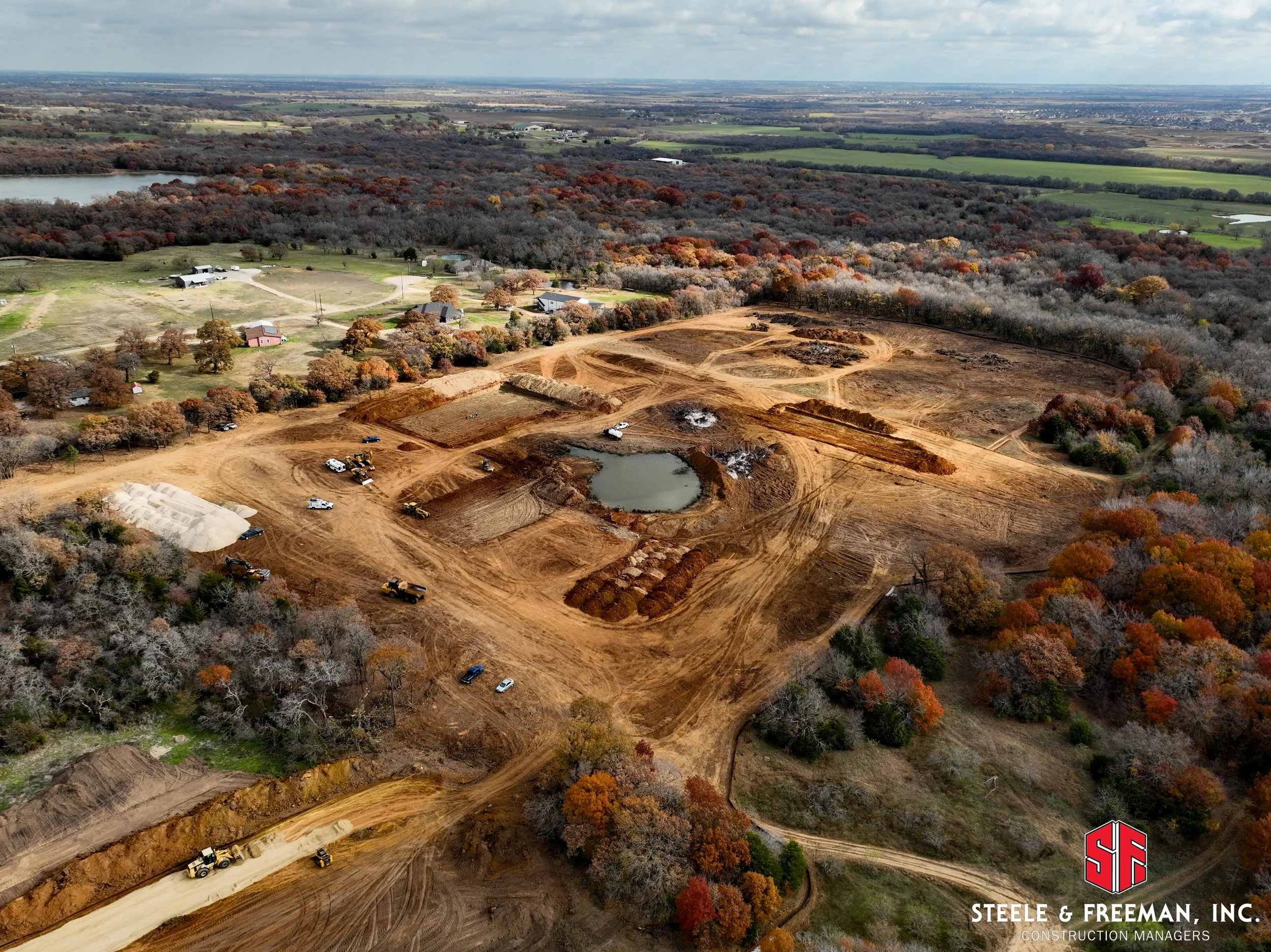 Land preparation and site development for new Aubrey ISD middle school construction.