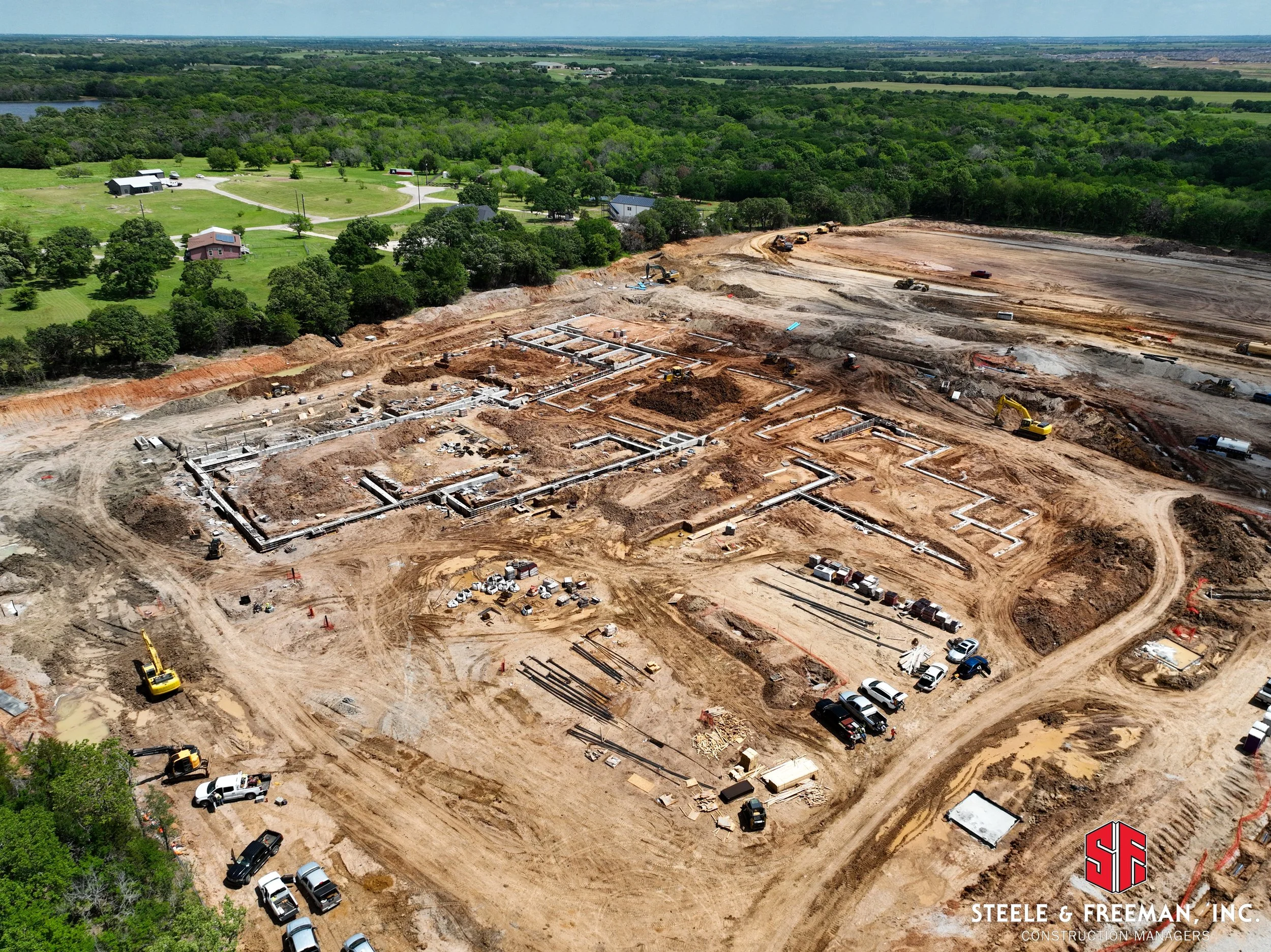 Construction site preparation for new middle school in Aubrey ISD.