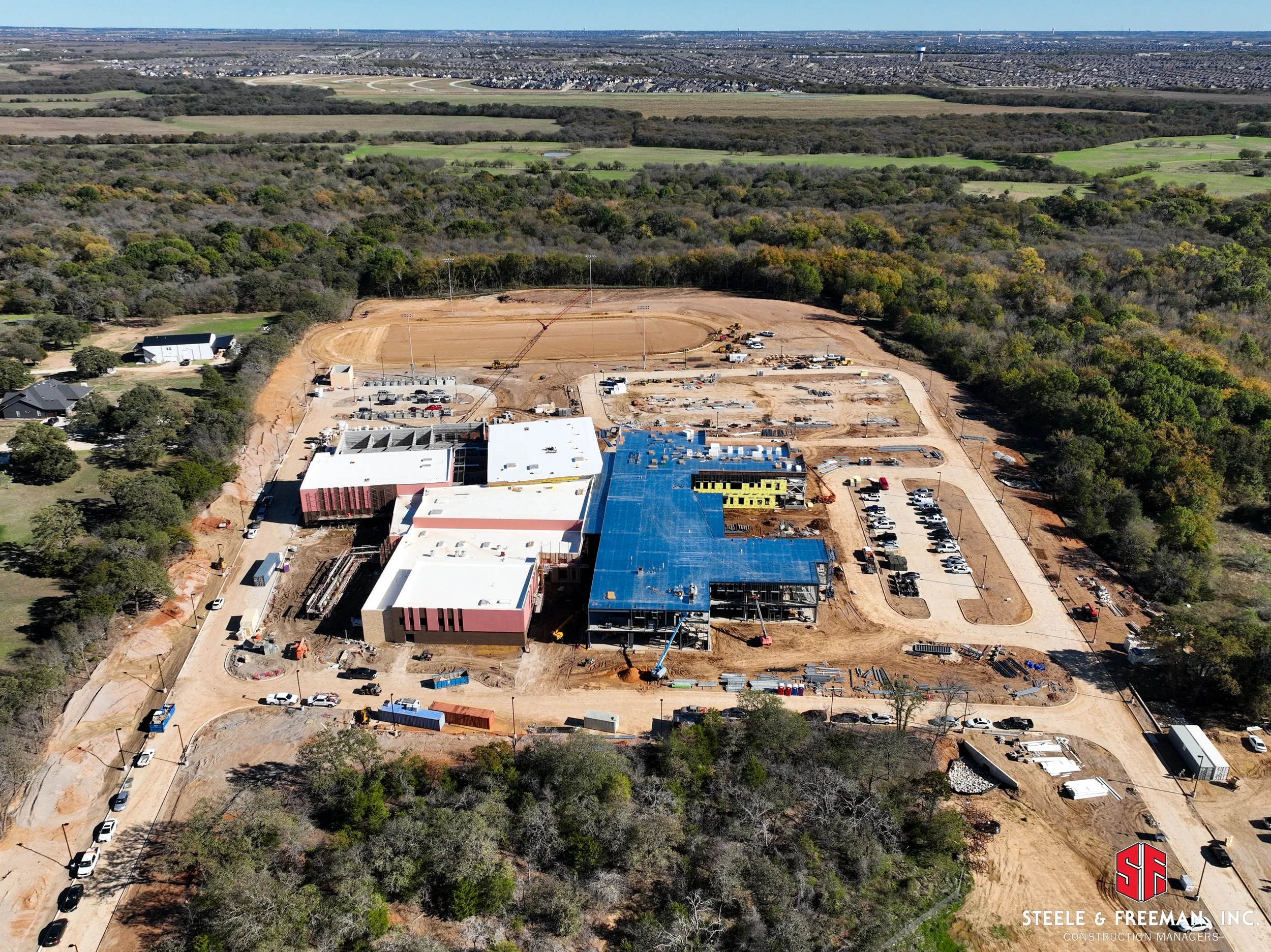Interior construction progress at Evalois Owens Middle School.