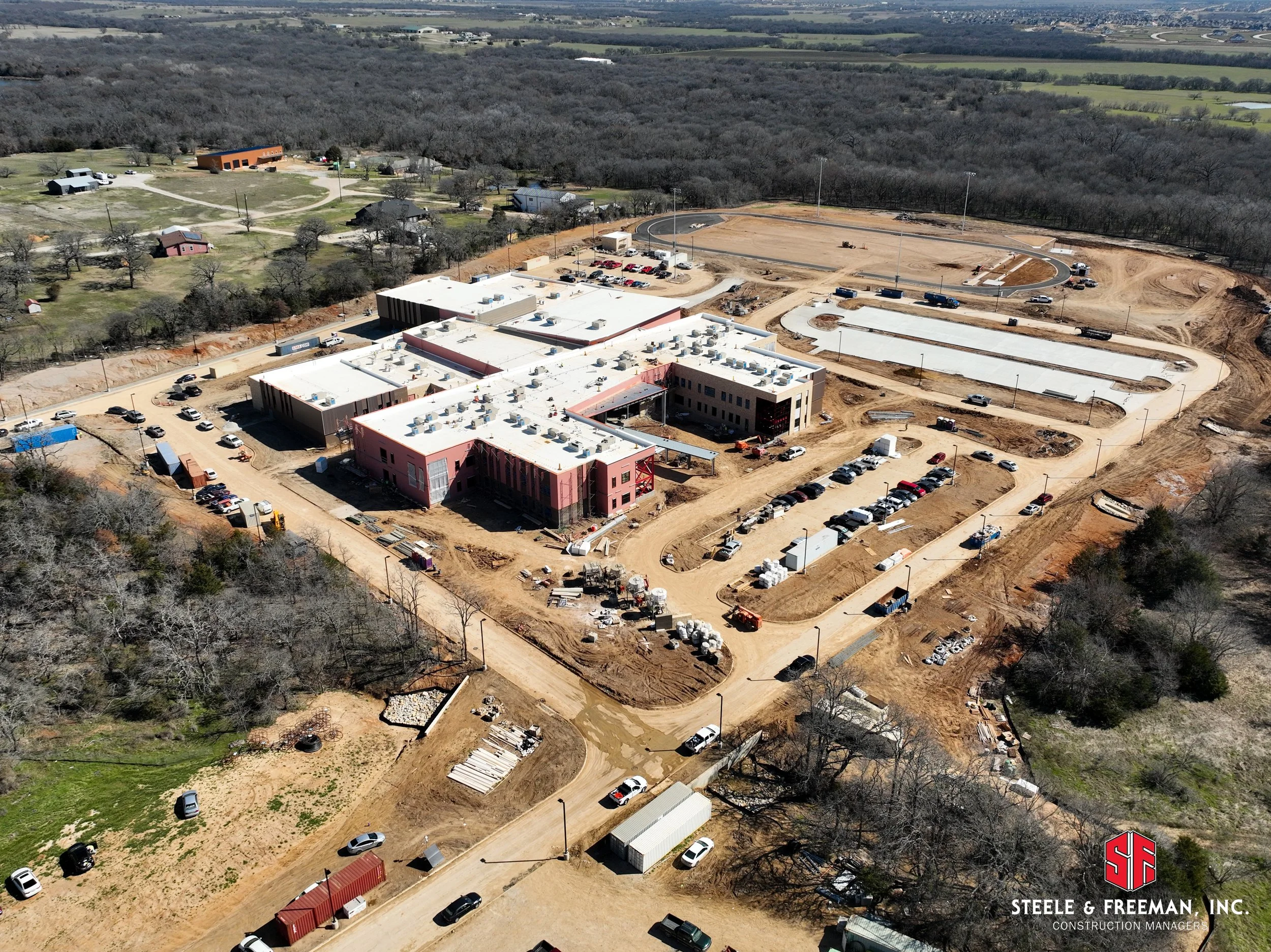 Mechanical and infrastructure installation at Evalois Owens Middle School in Aubrey.