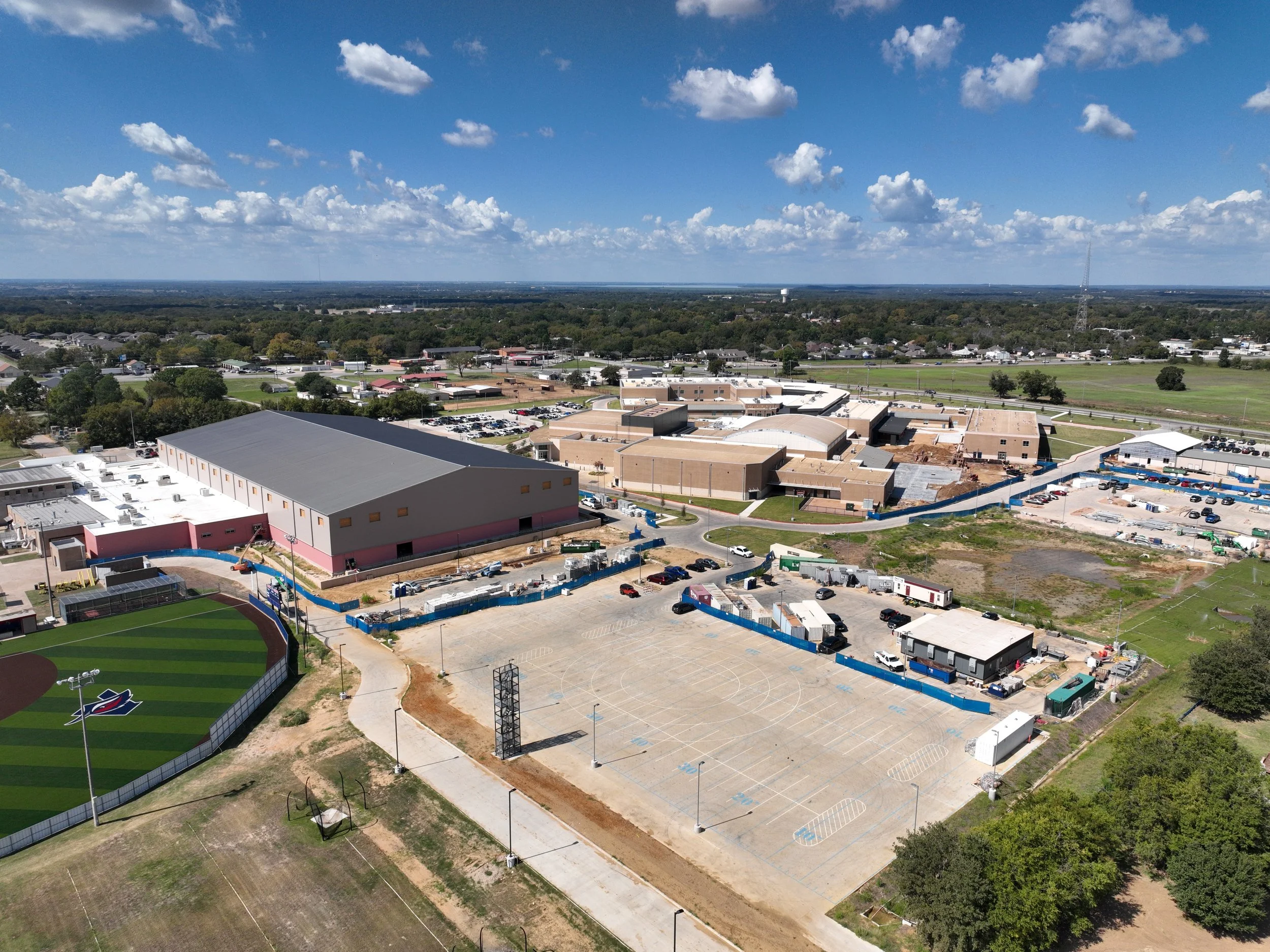 Ongoing construction of Aubrey High School expansion under program management oversight.