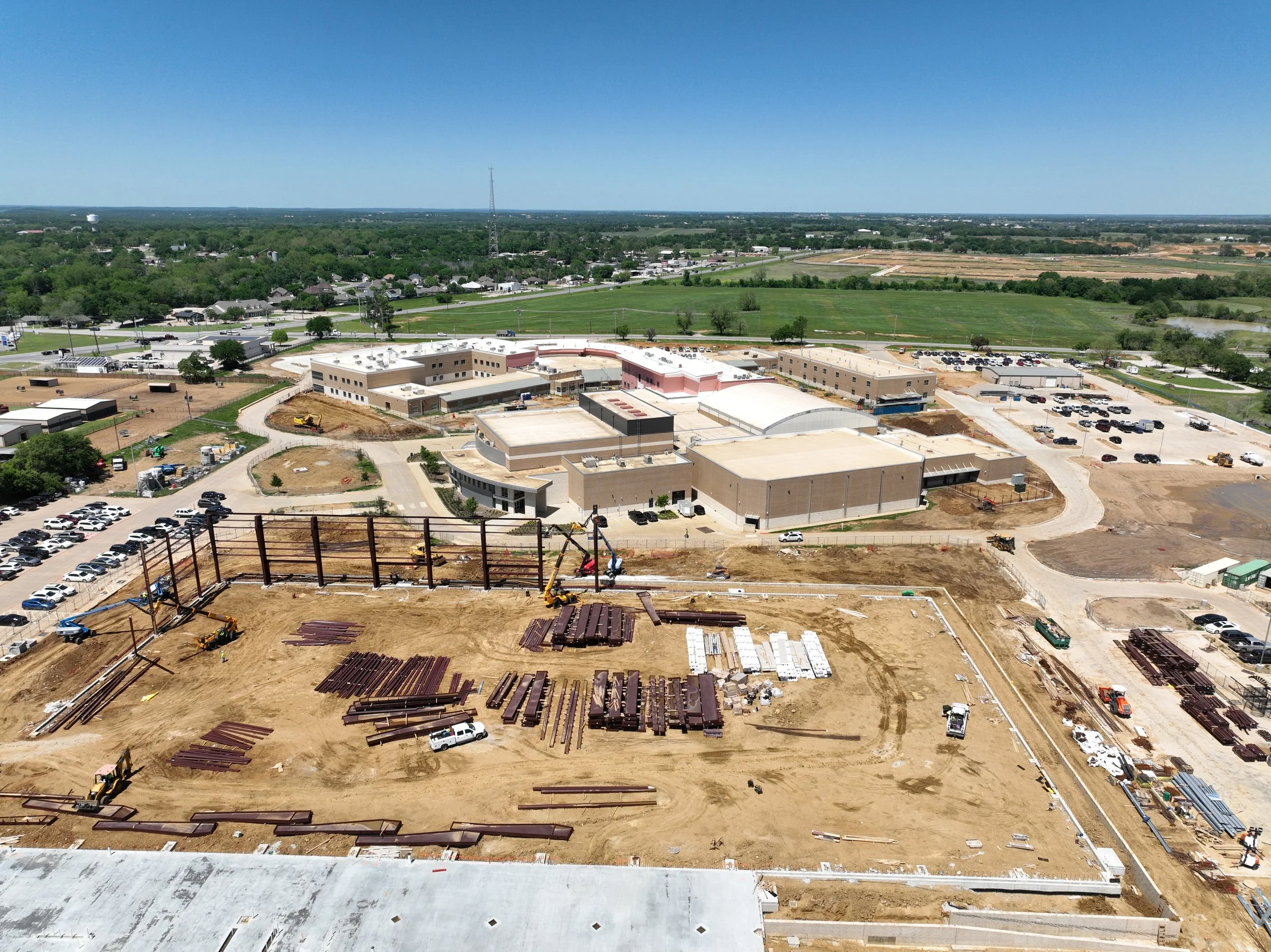 Concrete foundation work at Aubrey High School expansion site.