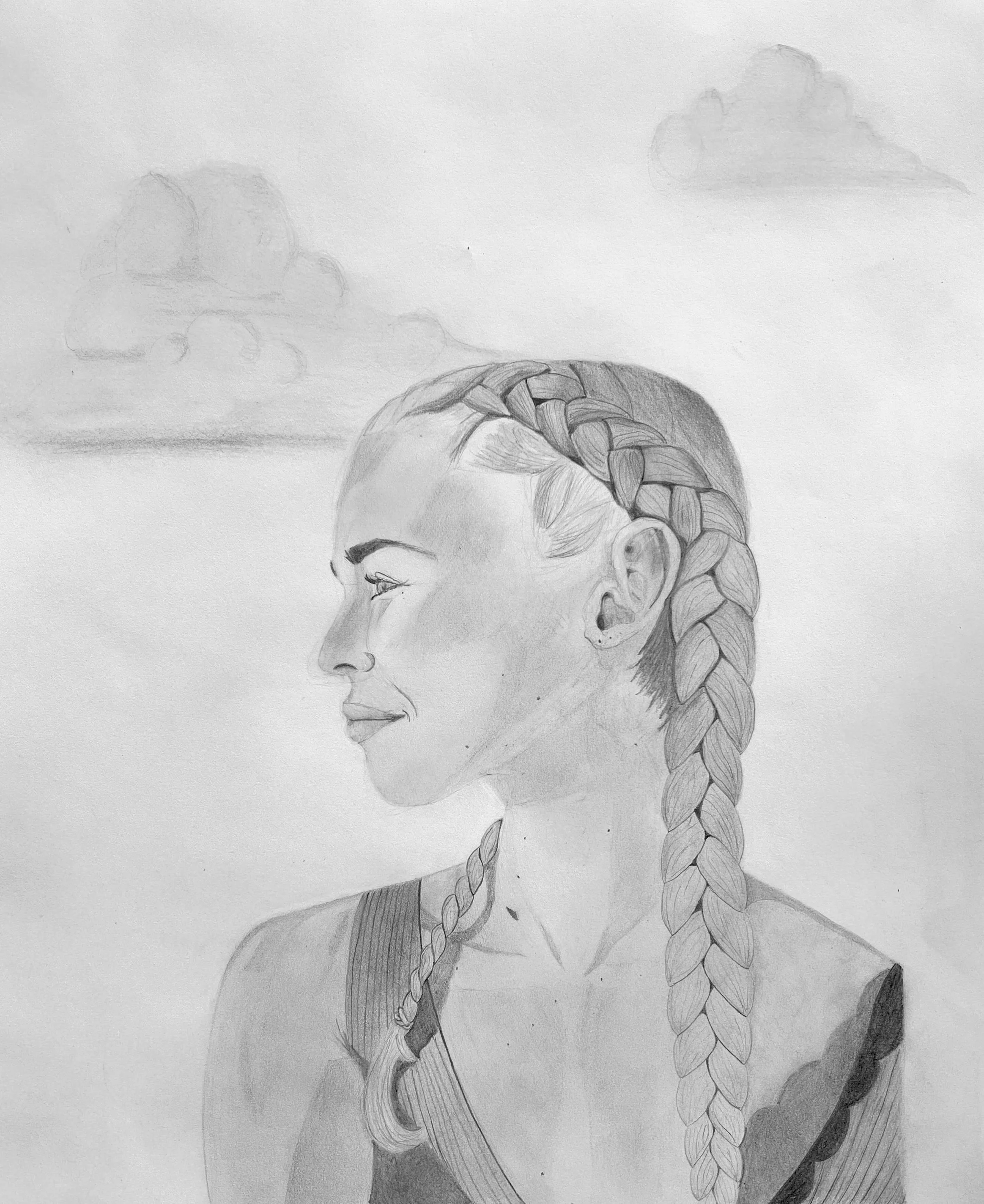 Self Portrait, graphite on paper, 24” x 18”, 2023