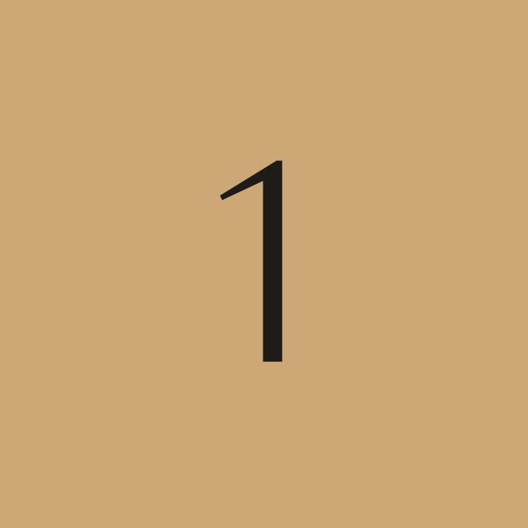 A beige background with a large black number 1 in the center.