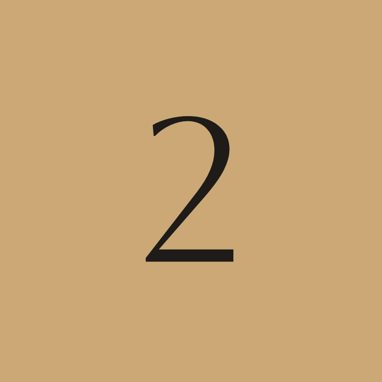 Number 2 in black font on a beige background.