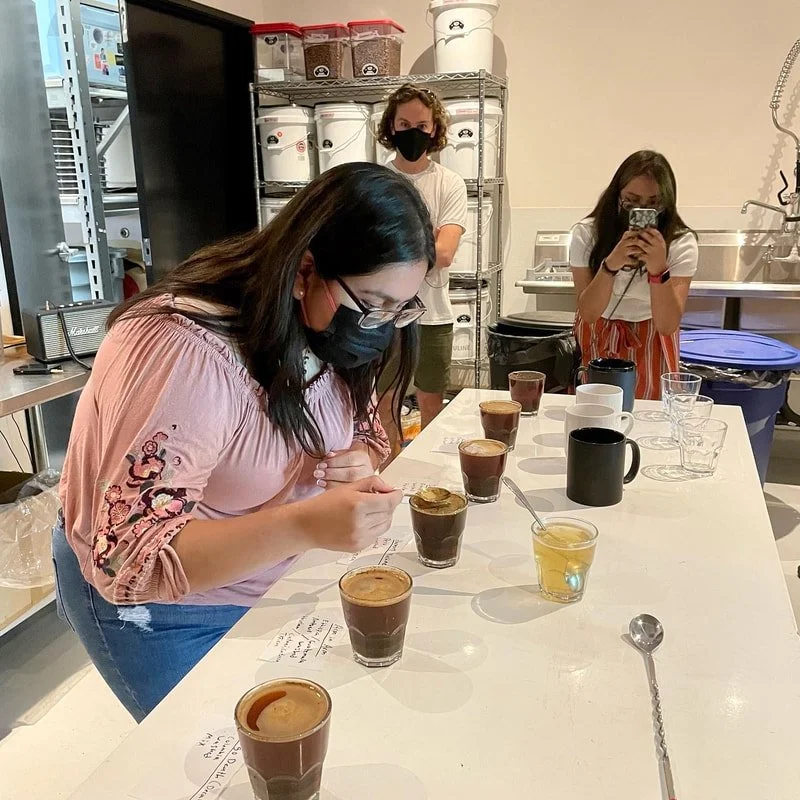 Petrichor students take part in a coffee tasting as they learn about the art of roasting coffee and crafting espresso-based drinks.