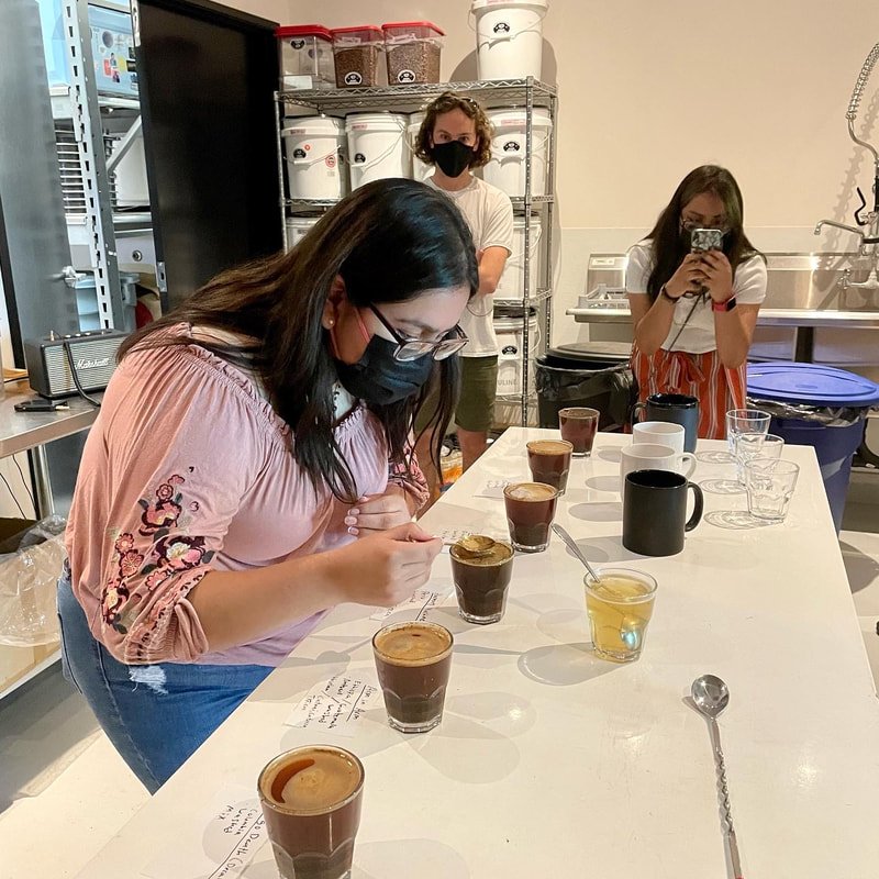 Petrichor students take part in a coffee tasting as they learn about the art of roasting coffee and crafting espresso-based drinks.