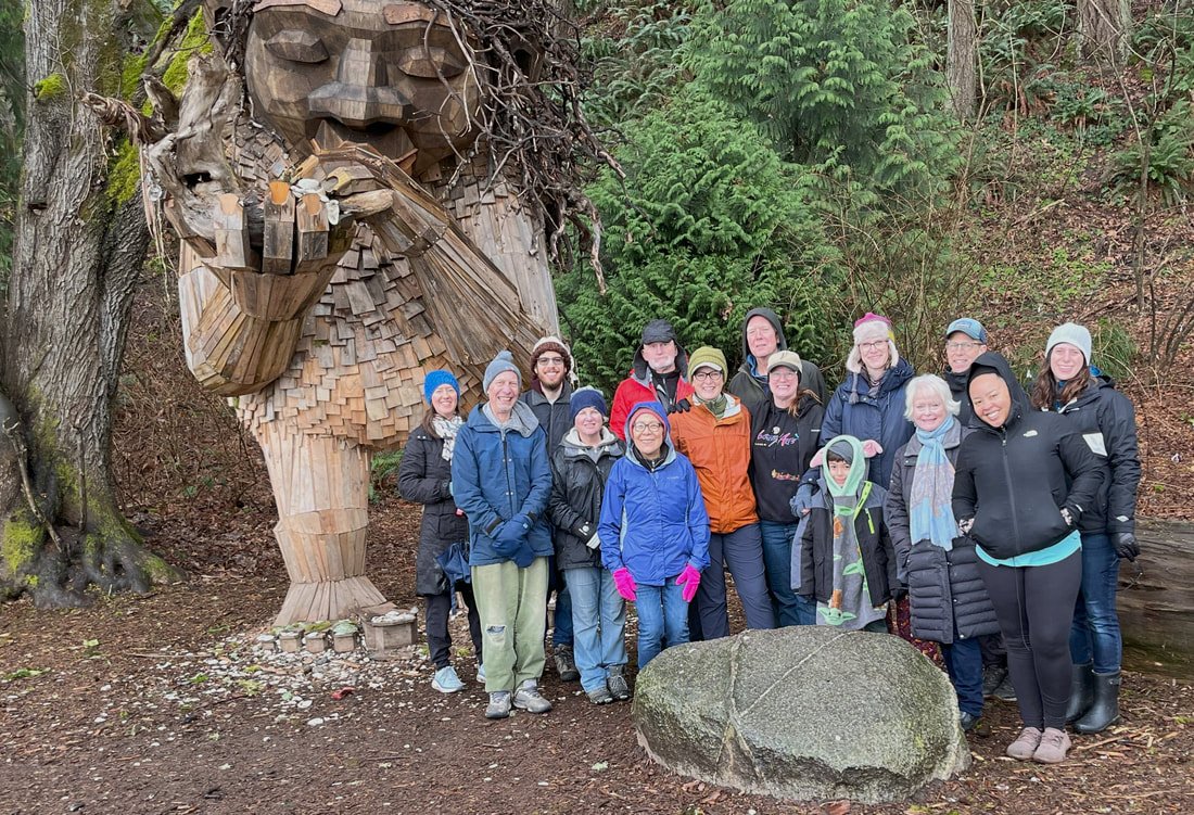 Lake B gathers at Lincoln Park in West Seattle to participate in Wild Church, a series of seasonal events where folks meet in various natural settings around the Salish Sea to find moments of stillness and connection with nature, community, and Creat
