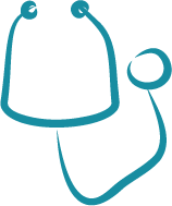 Wave Dermatology stylized line drawing of a stethoscope.