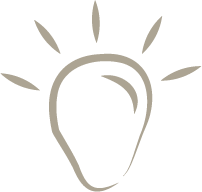 Wave Dermatology stylized light bulb icon with rays extending outward