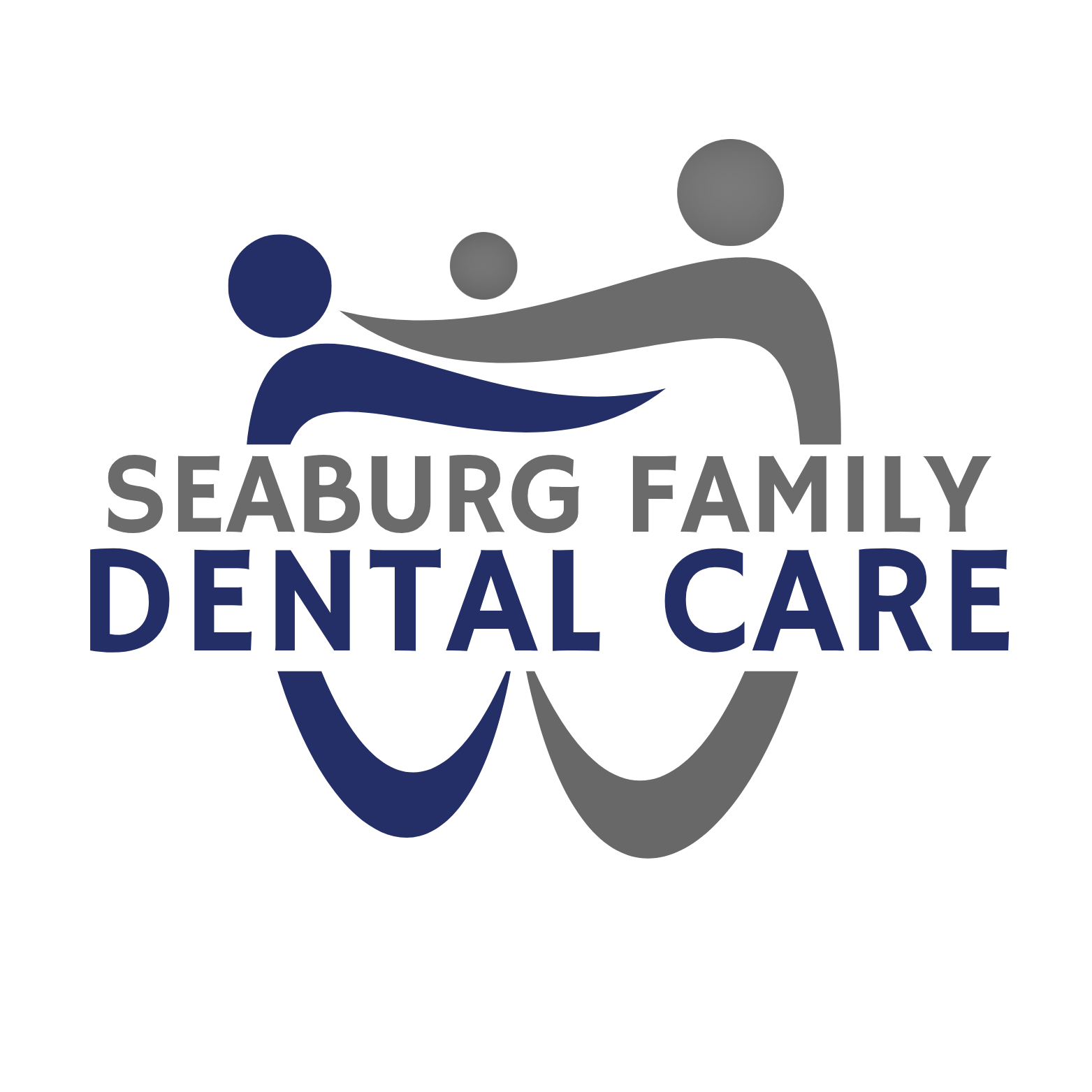 Logo for Seaburg Family Dental Care featuring a stylized illustration of two abstract human figures holding hands, forming a heart shape, with the text 'Seaburg Family Dental Care' written below.