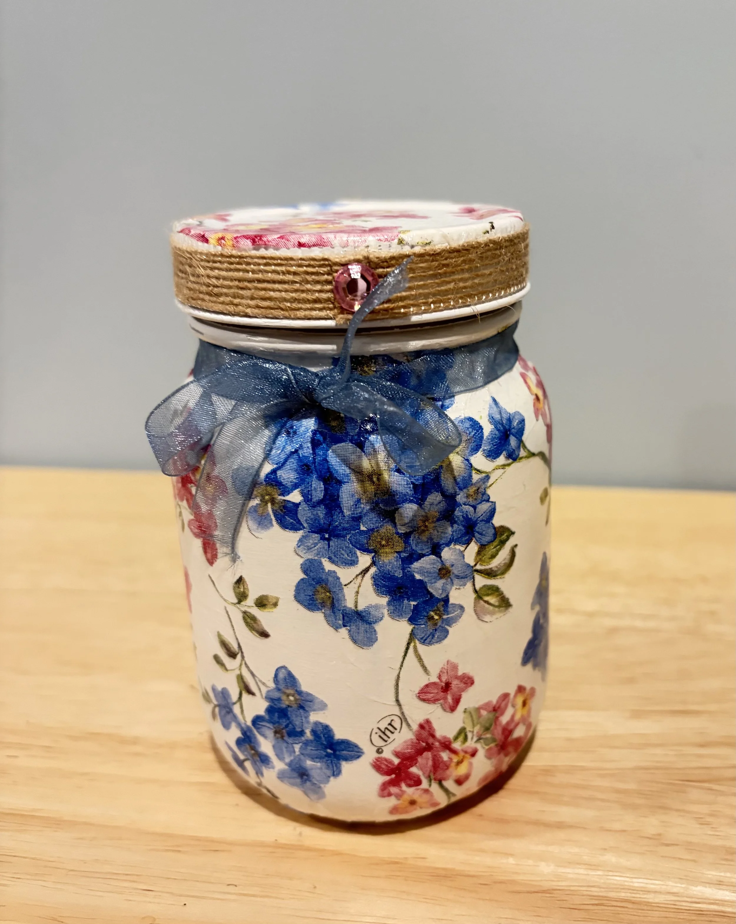 Blue and Pink Hydrangea Jar