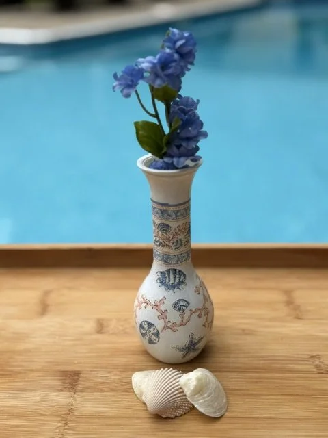 Coral with Blue Shell Vase