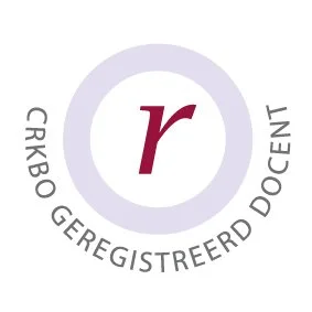 Logo met een roze letter 'r' en de tekst 'CIBBO GEREGISTREERD DOCENT' eromheen