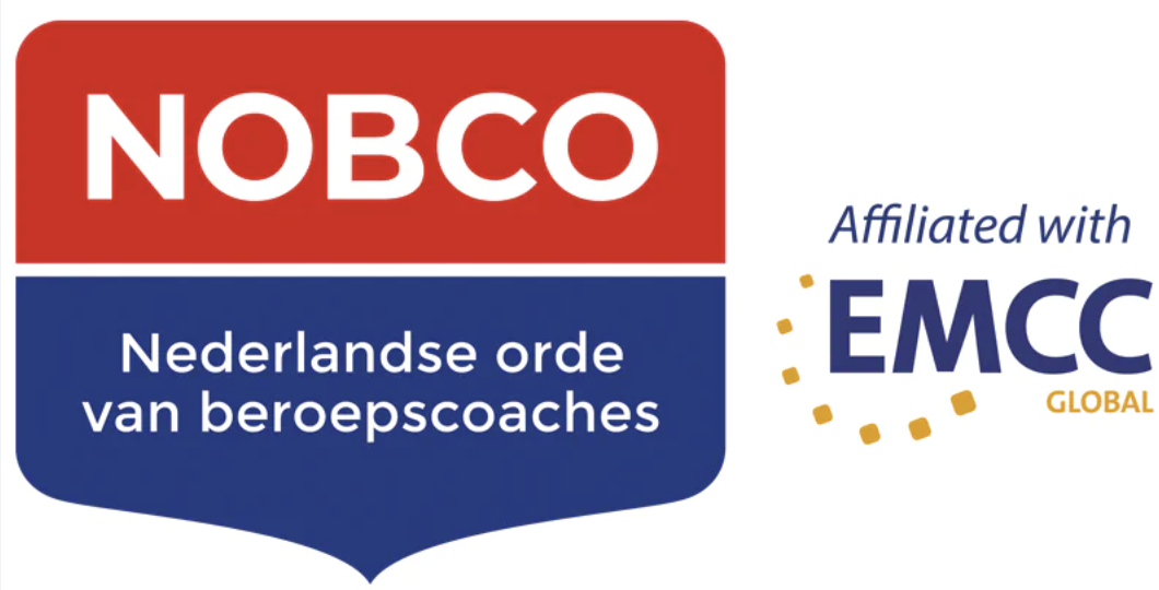 Logo van NOBCO met de tekst 'Nederlandse orde van beroepscoaches' en een vermelding van EMCC Global.