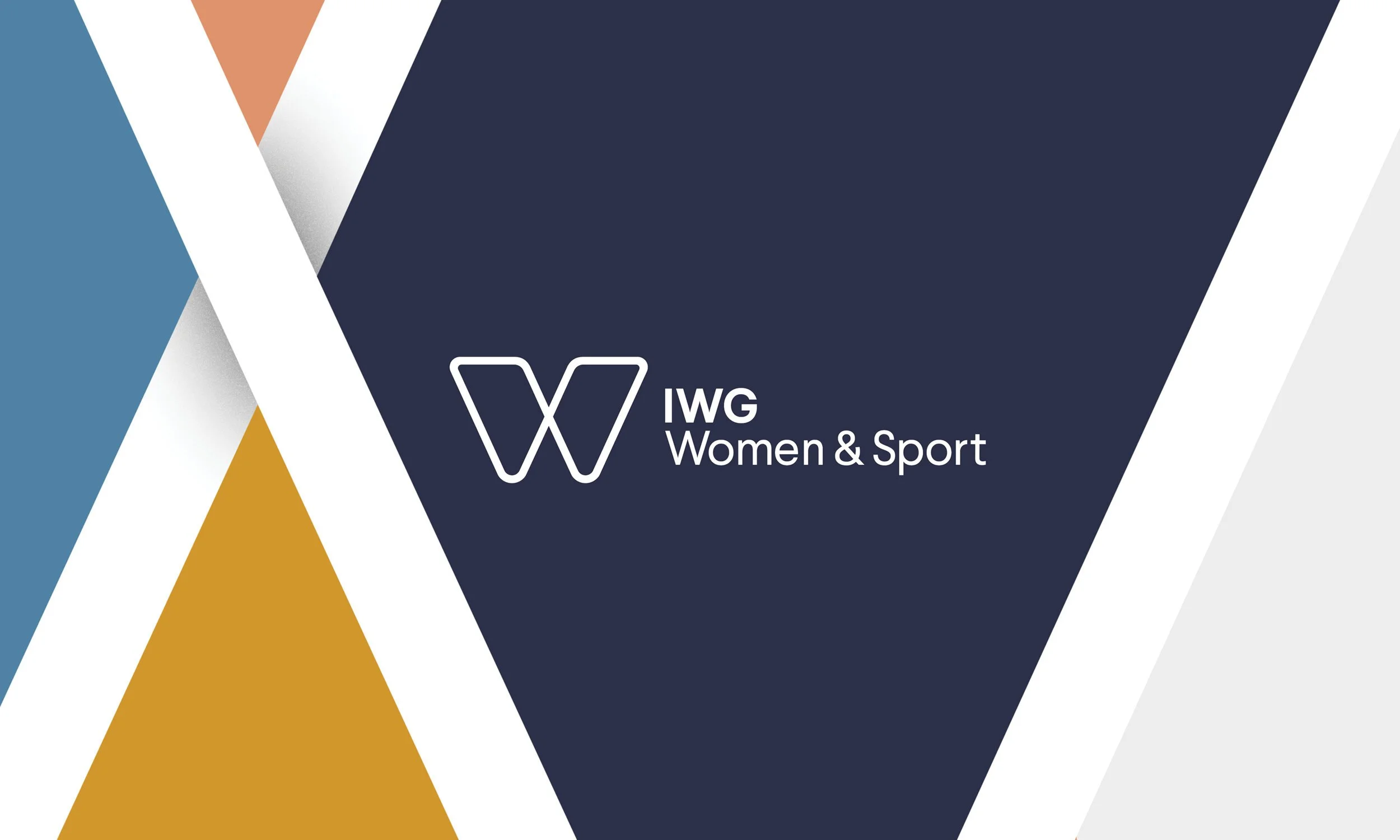 Logo for Women & Sport by IWG featuring a stylized 'W' with abstract colored geometric shapes in blue, white, brown, and yellow.