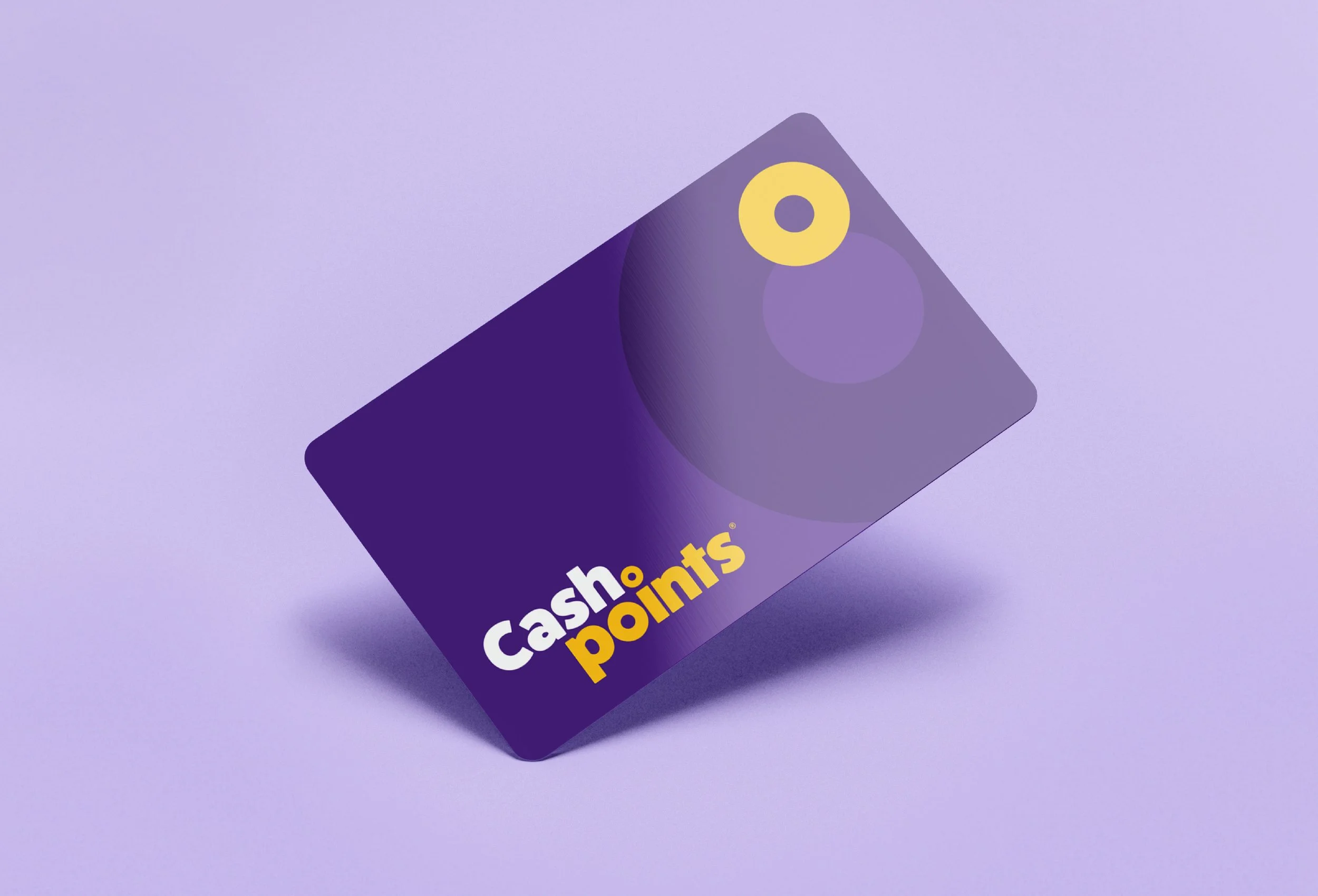 A purple box with yellow and white text reading "cash points" on a purple background.