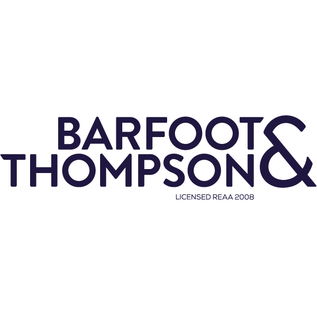 The logo of Barefoot & Thompson, a real estate company, with the text 'Licensed REAA 2008' underneath.