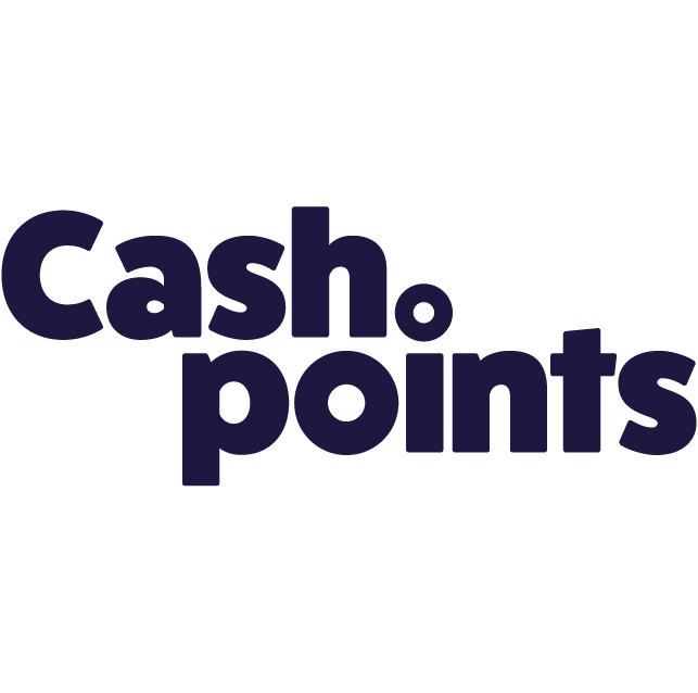 Cash App logo with the words 'cash' and 'points' in bold black font, with the 'o' in 'cash' and the 'o' in 'points' replaced by small, red and green circles.