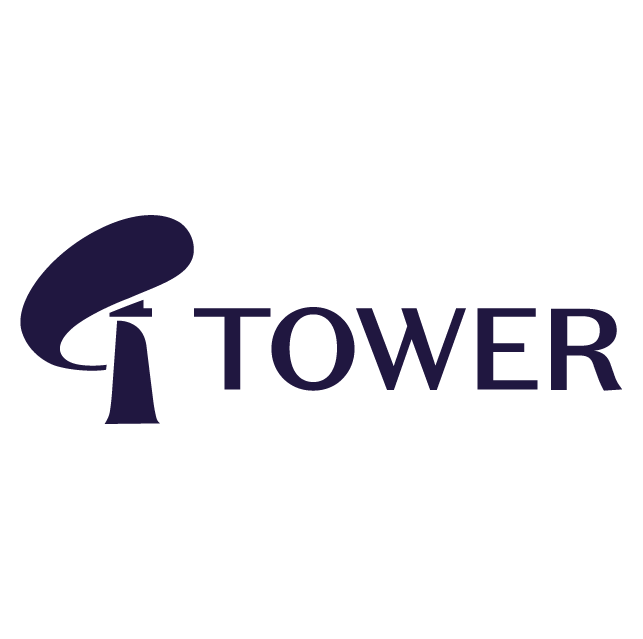 Logo of a stylized tower resembling a mushroom and the word "TOWER" in uppercase letters.