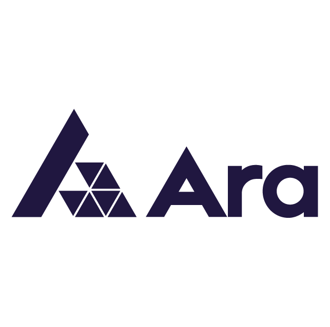 Logo with geometric shapes and the text 'Ara'