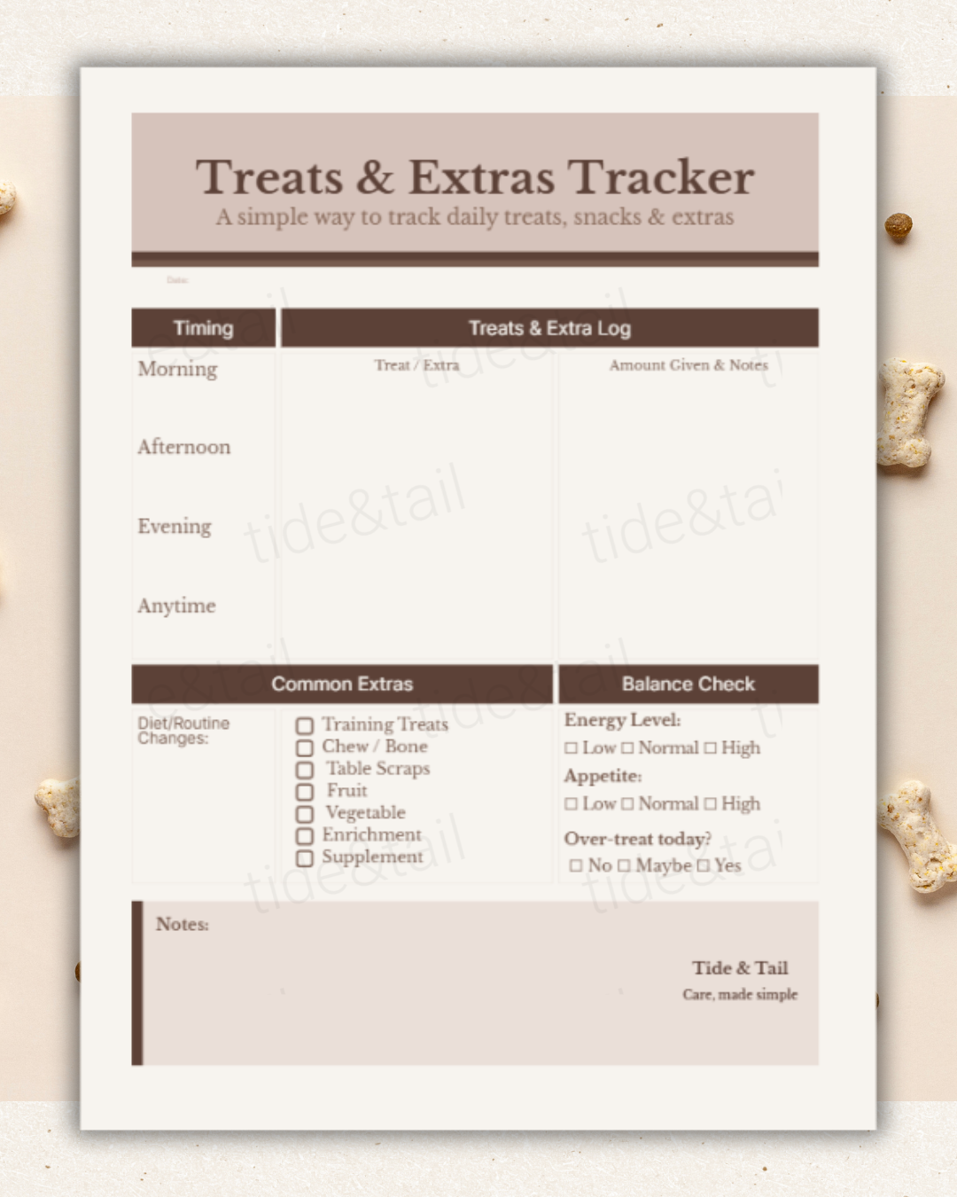 Dog Treat Tracker Printable | Pet Pantry Inventory & Chew Log PDF