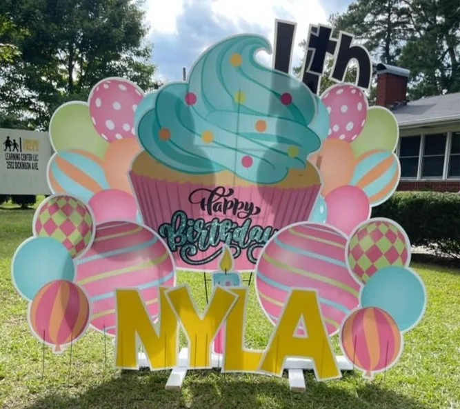 Pastel/Neon Cupcake Birthday Sign