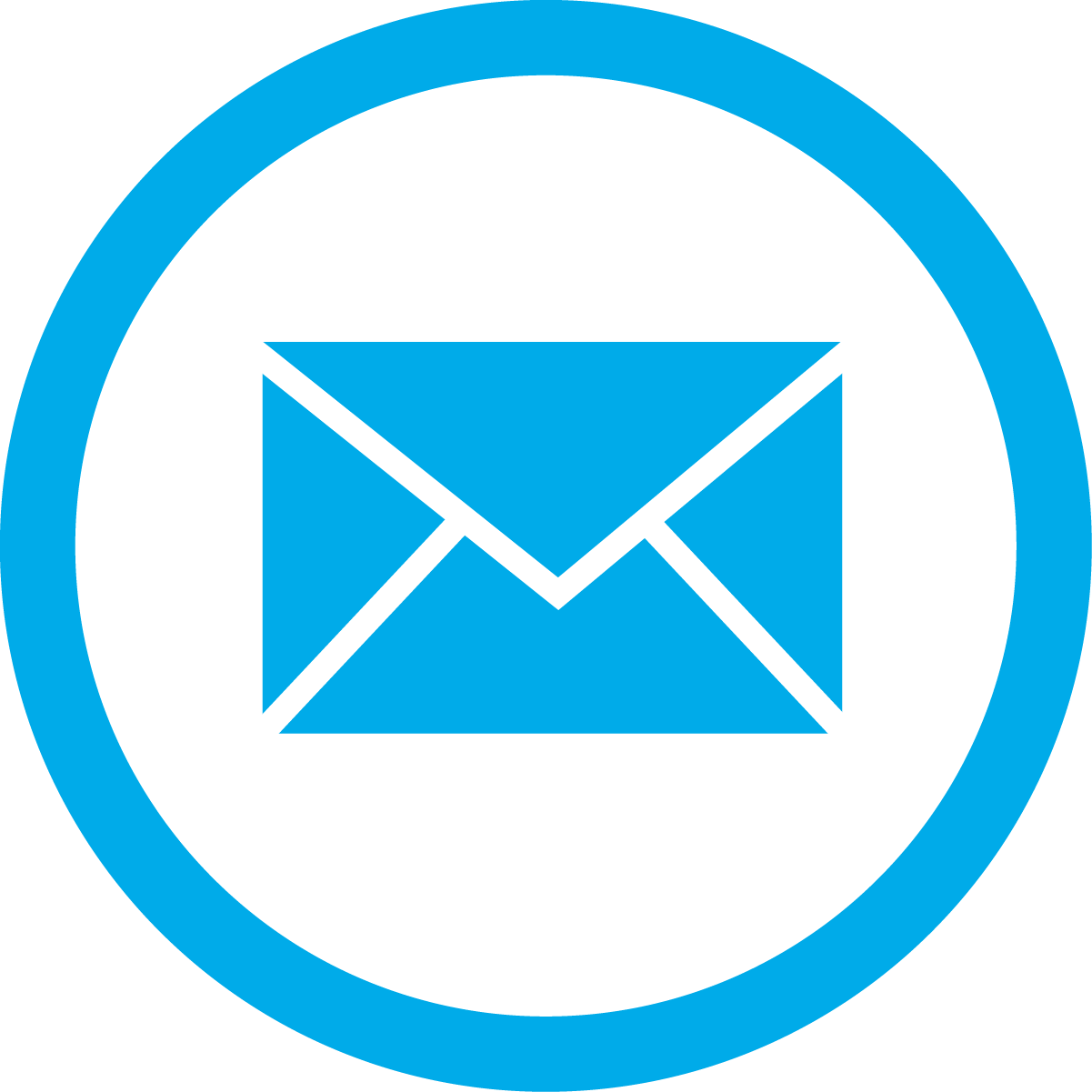 Blue email icon inside a white circle with a blue border.