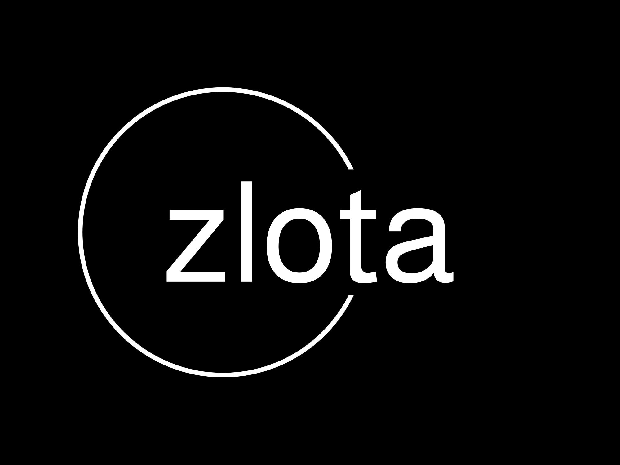 Black background with the word 'złota' in white lowercase letters inside a white circle.
