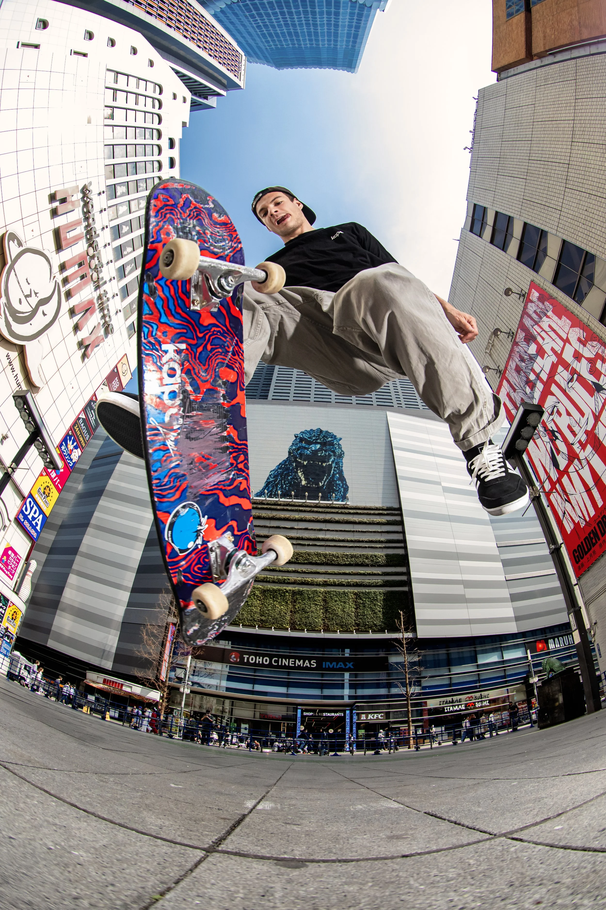 Levi tre flip on flat in Shinjuku Square.JPG