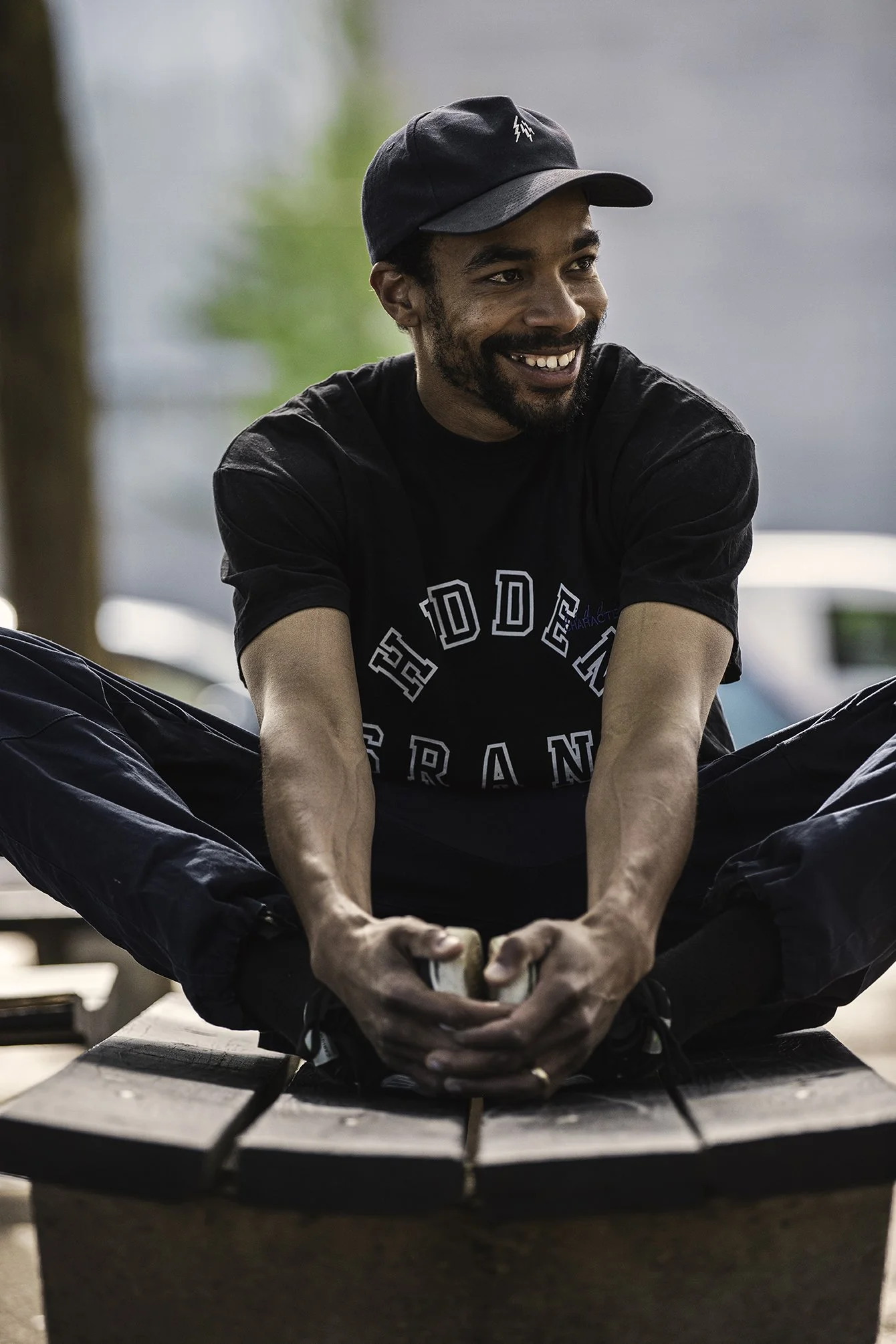 Timmy stretching on bench bts 3.jpg