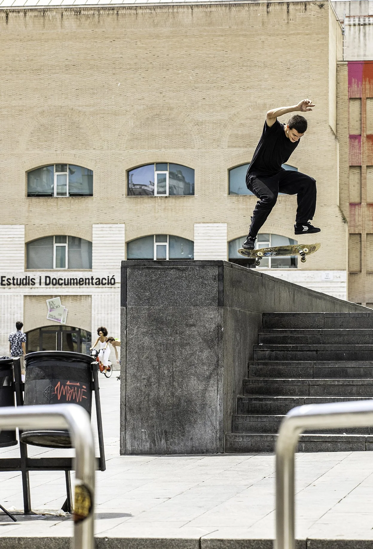 Levi nollie flip noseslide big ledge at Macba.jpg