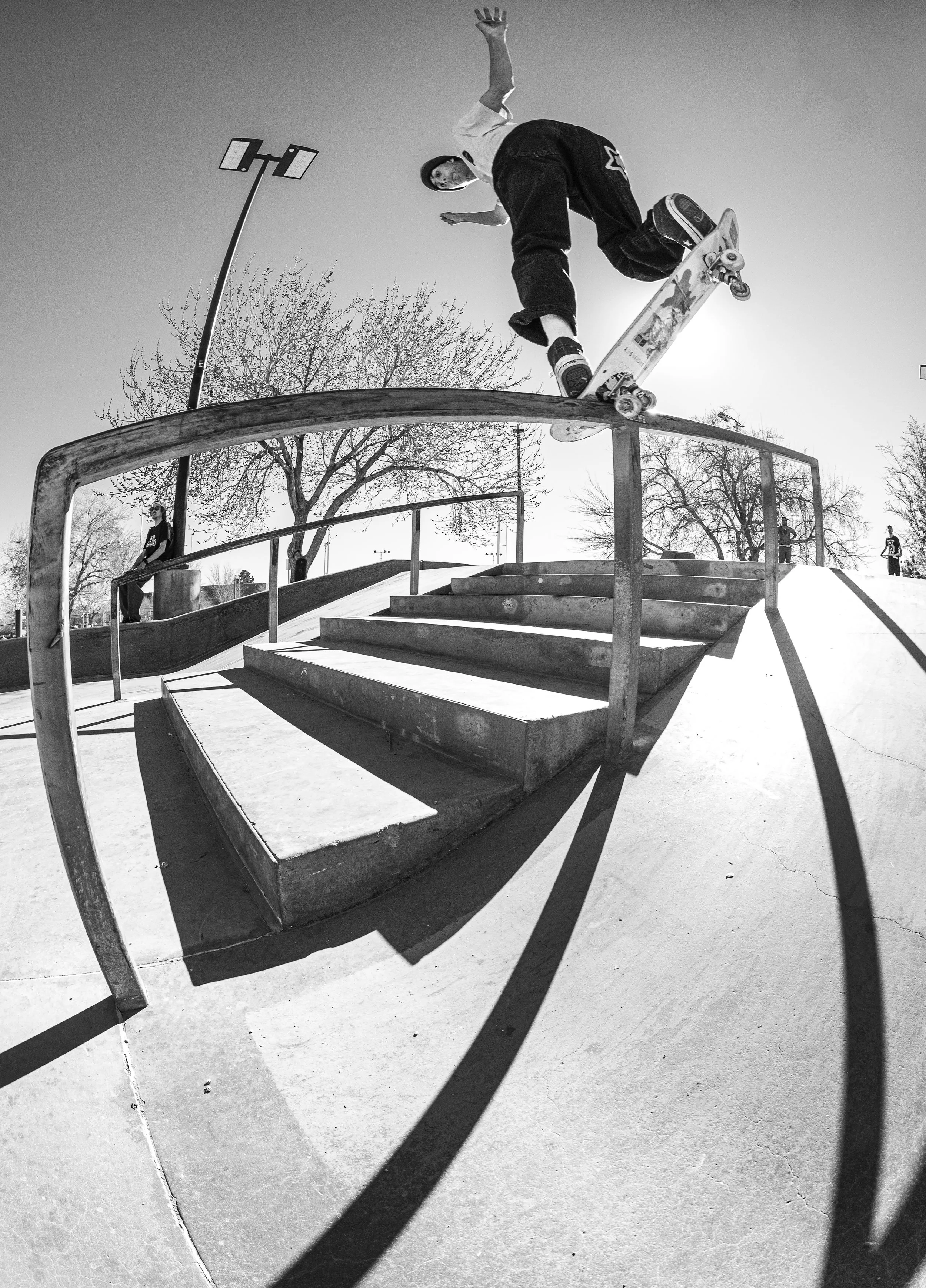 Santana bs noseblunt rail at JC park BW.jpg