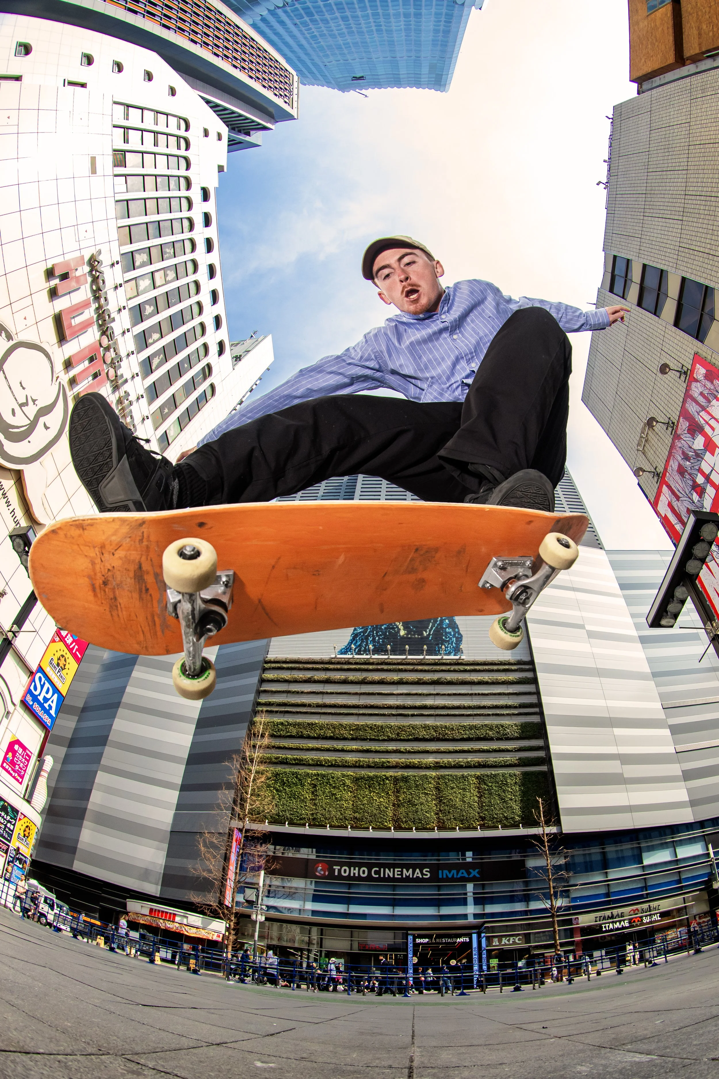 Tyler kickflip on flat in Shinjuku Square.JPG
