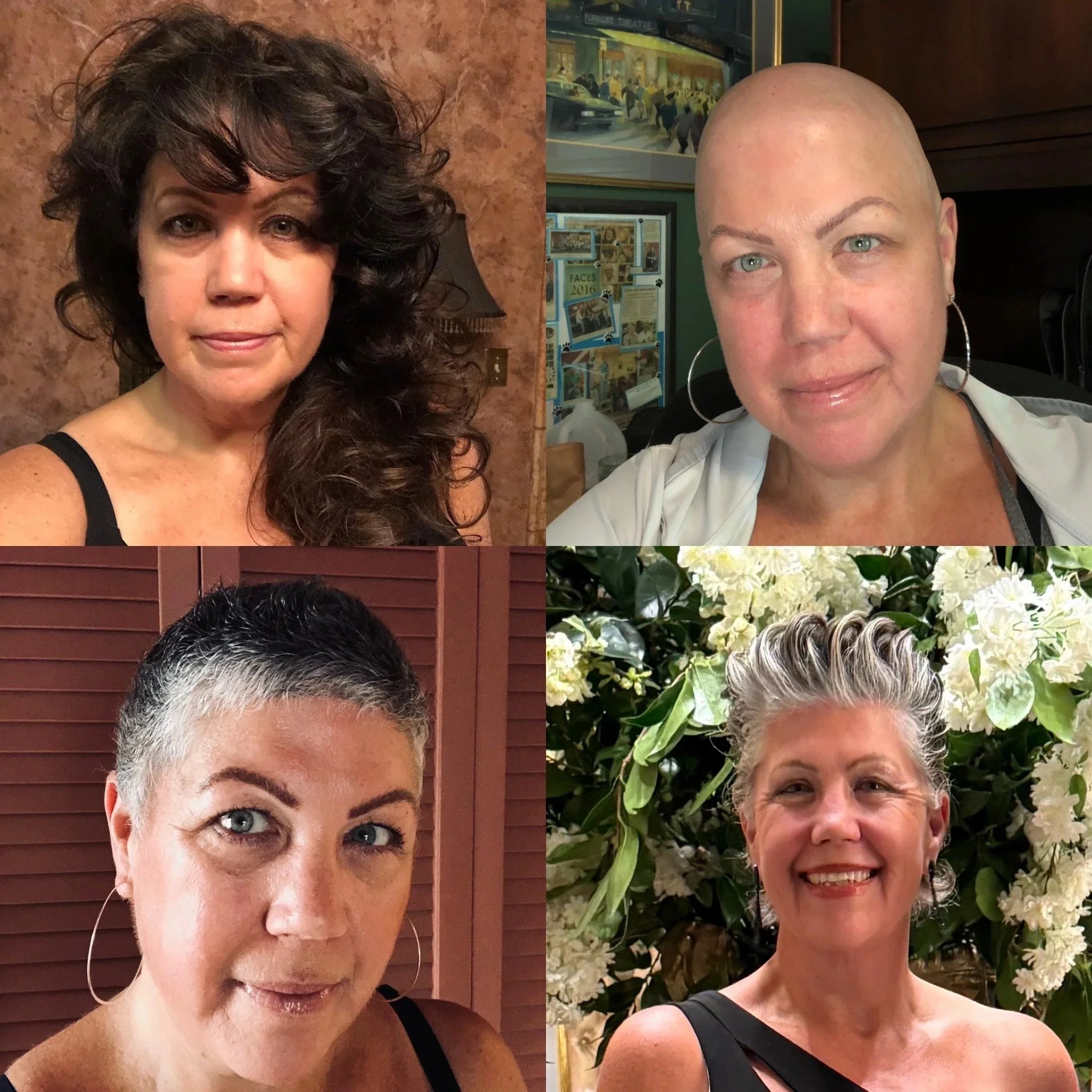 Collage of four women, each with distinct hairstyles and backgrounds, smiling or posing for the camera.